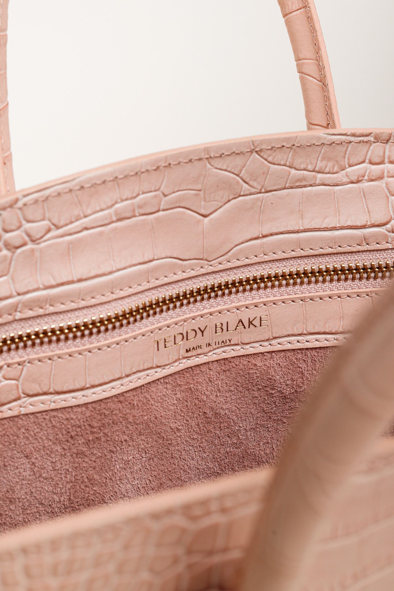 Designer Teddy Blake Kate Croco 12" Nude Pink Leather Tote Size ONE SIZE - 11 Thumbnail