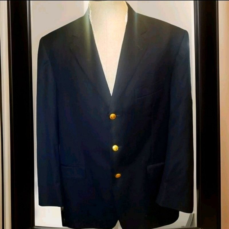 Burberry Burberry London 100% Wool Navy 3 Button Suit Size 43 R Size 42L - 1 Thumbnail