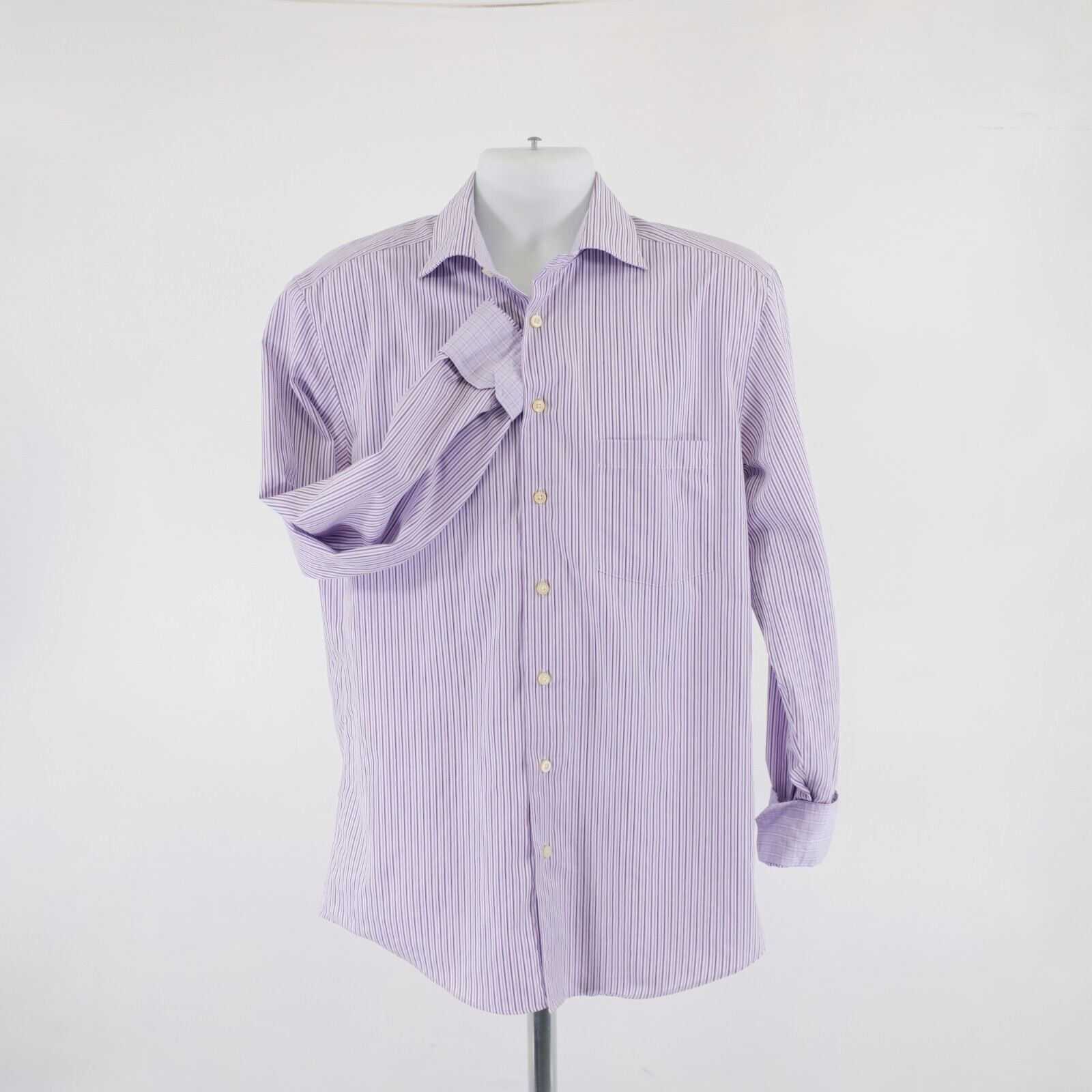 Egara Egara Non-Iron Slim Fit Large Tall 16-16.5 Purple Plaid Flip Size US L / EU 52-54 / 3 - 5 Thumbnail