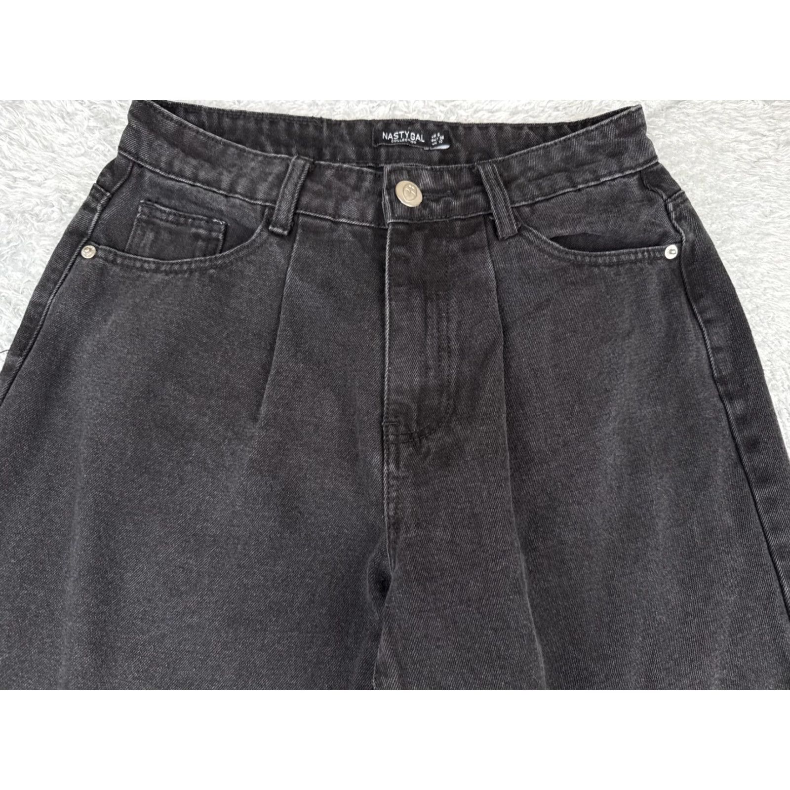 Nasty Gal Nasty Gal Jeans Women 6 Black Denim Wide-Leg High Rise Cotton Raw Hem 28x31 Womens Size 28" / US 6 / IT 42 - 4 Thumbnail