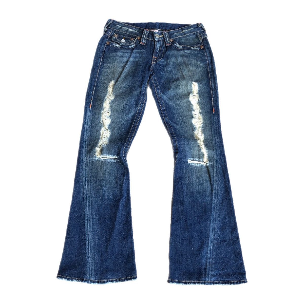 True Religion Flared Distressed Bootcut Jeans