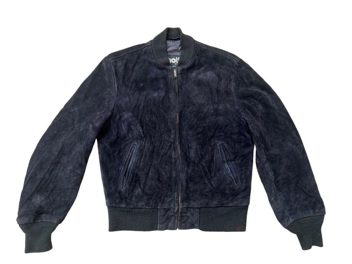 image of Leather Jacket x Schott 80's Schott N.y.c. Patina Black Suede Leather Bomber Jacket (Size Medium)