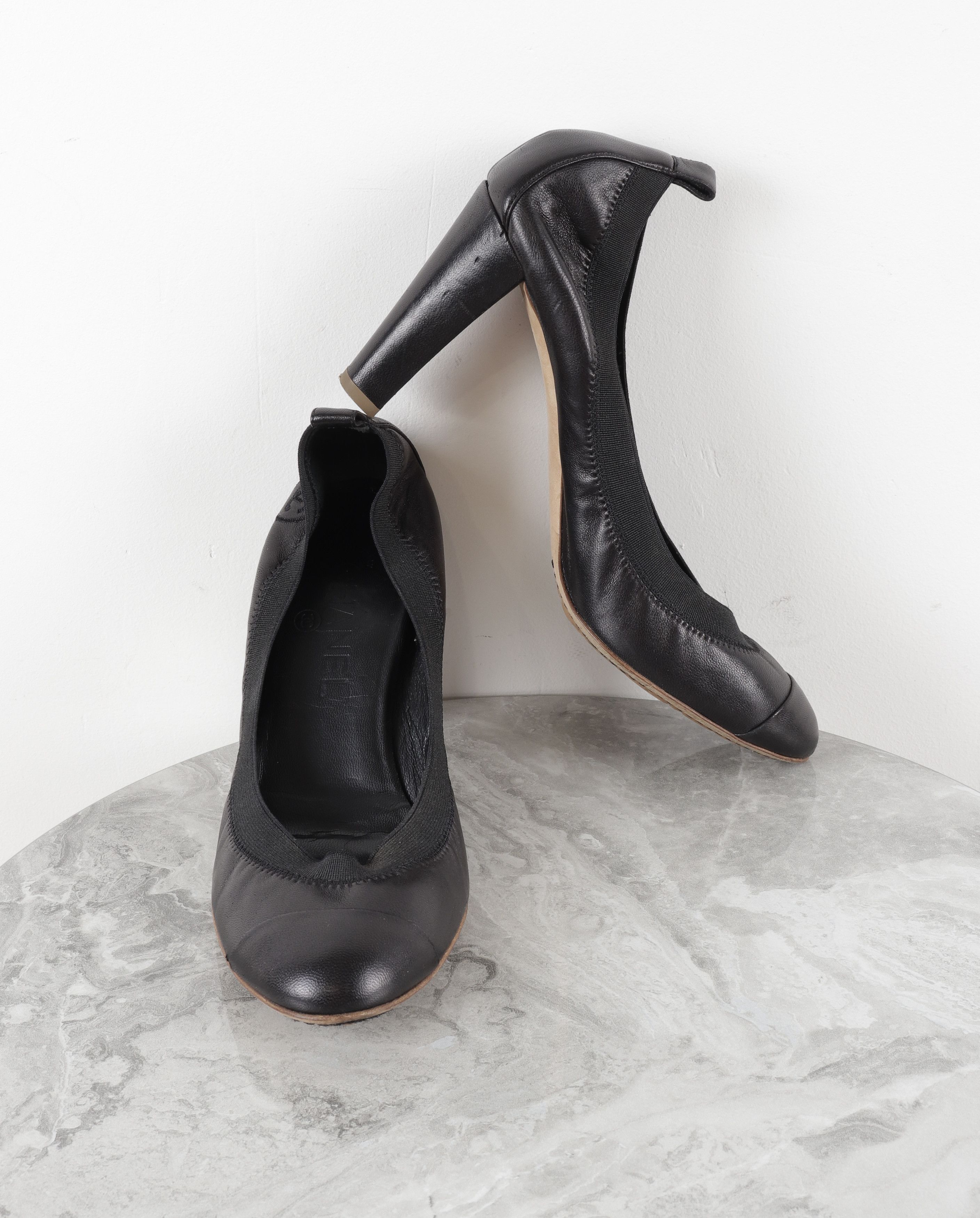 Chanel Chanel CC Logo Spirit Leather Stretch Black Heels Size US 9.5 / IT 39.5 - 7 Thumbnail