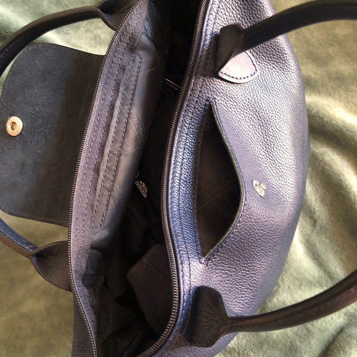 Longchamp LONGCHAMP Paris Le Pliage Navy Blue Leather Shoulder Bag Size ONE SIZE - 7 Thumbnail