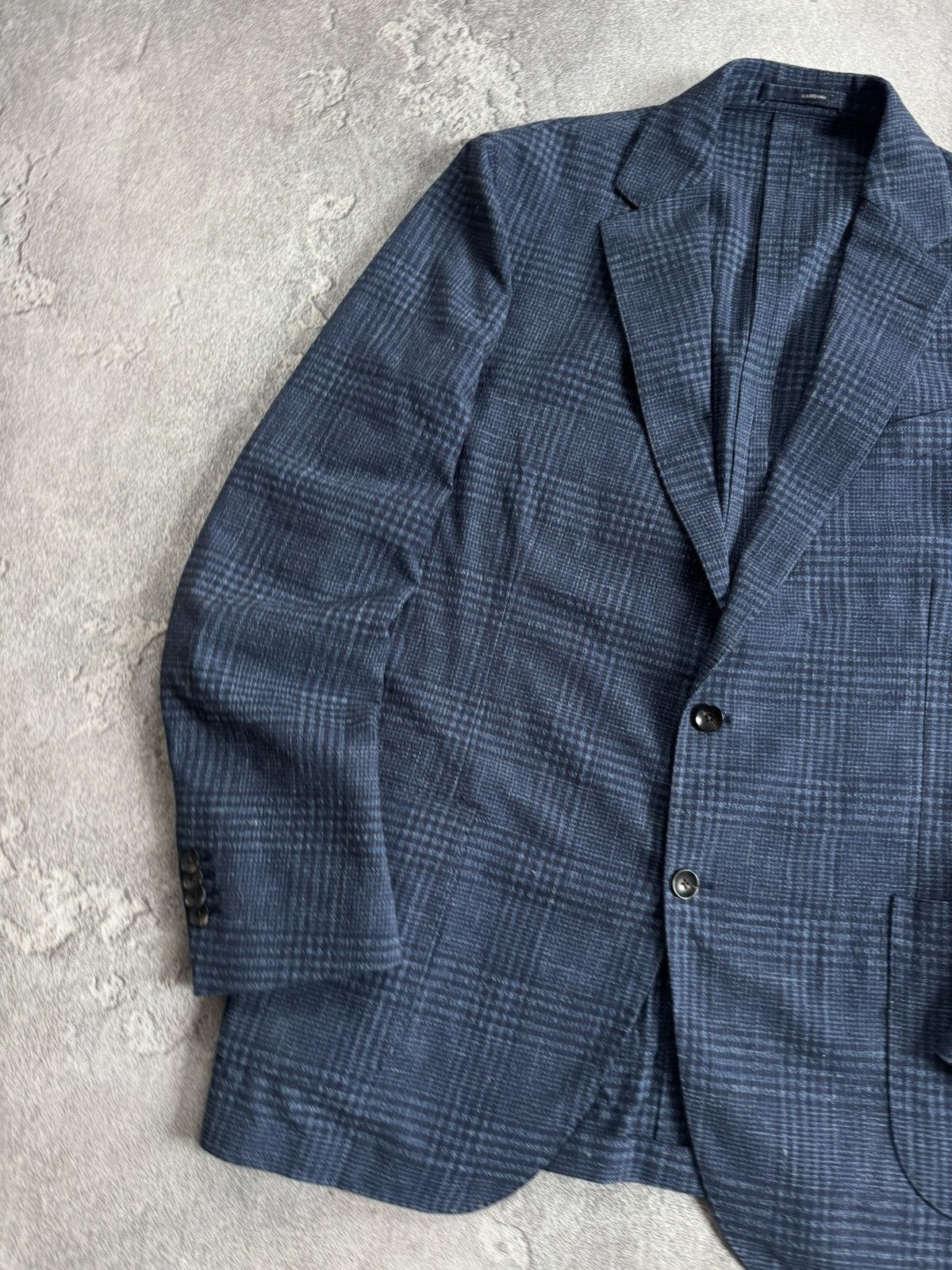 Lardini Lardini L/XL Chekered blue blazer button up jacket casual Size US L / EU 52-54 / 3 - 3 Thumbnail