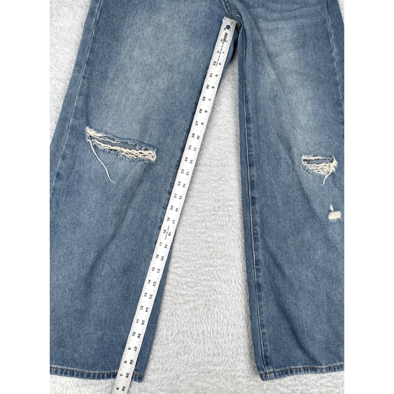Shein SheIn Jeans Women 28 Blue Denim Wide-Leg Mid Rise Distressed 30x30 Vintage: No Womens Jeans Regular Size 28 Blue Distressed Wide-Leg 30in Inseam Size 28" / US 6 / IT 42 - 7 Thumbnail