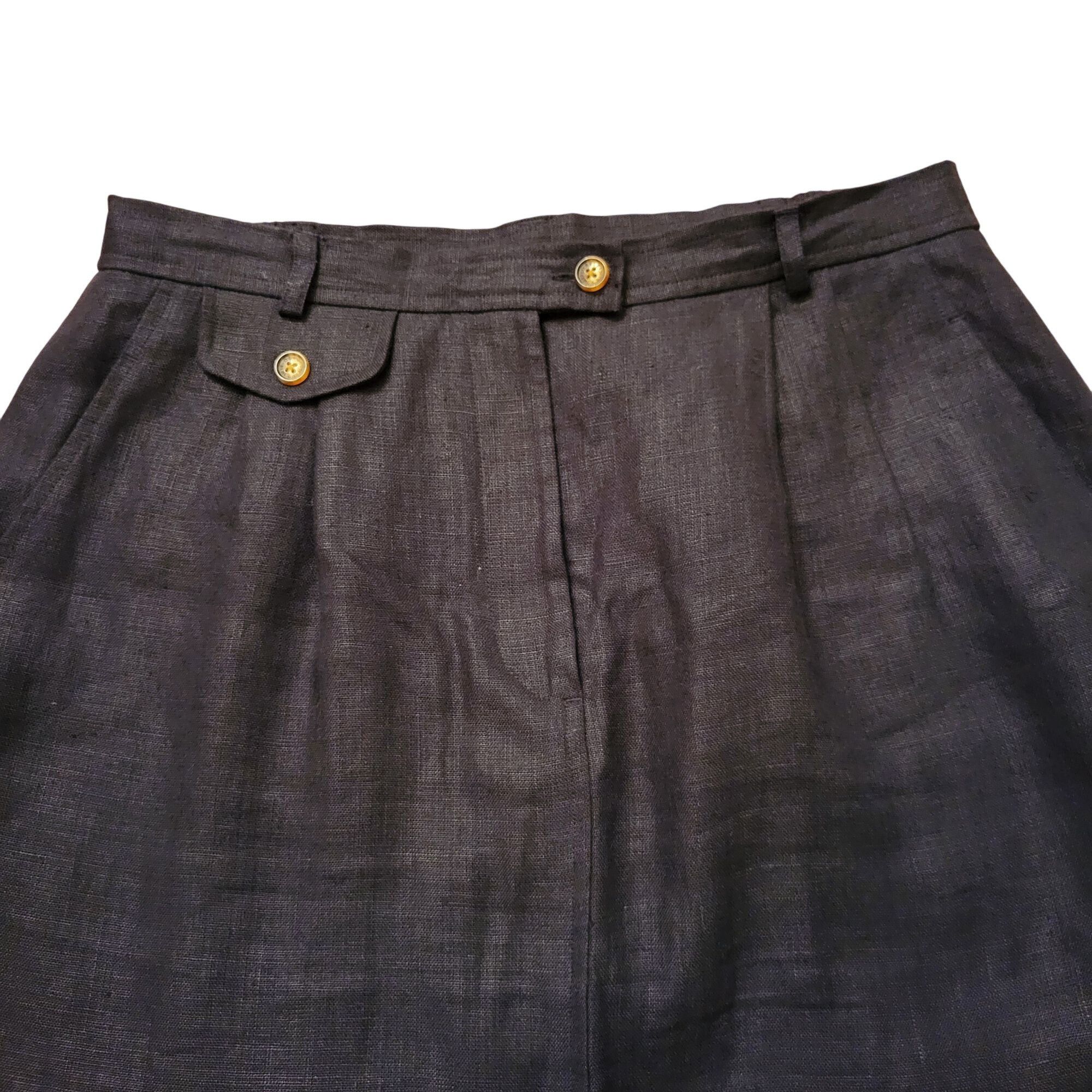 Orvis Orvis Black Linen Skirt Button Accents 12 Neutral Minimalist Size 34" / US 12 / IT 48 - 7 Thumbnail