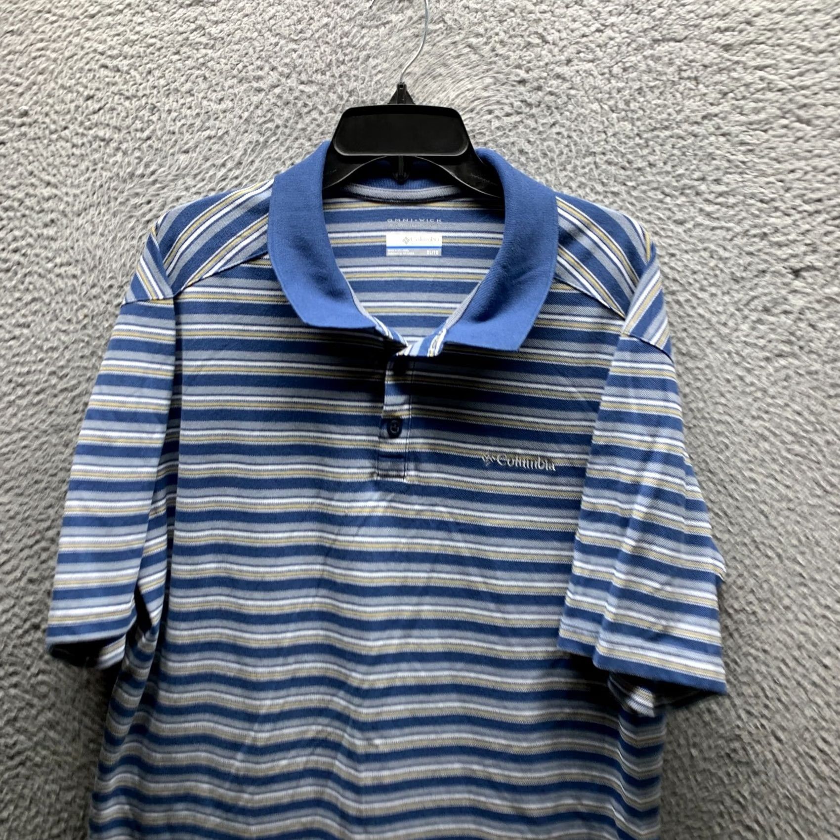 Vintage Columbia Polo Shirt Adult XL Blue White Striped Omni Shade Mens Size US XL / EU 56 / 4 - 2 Thumbnail