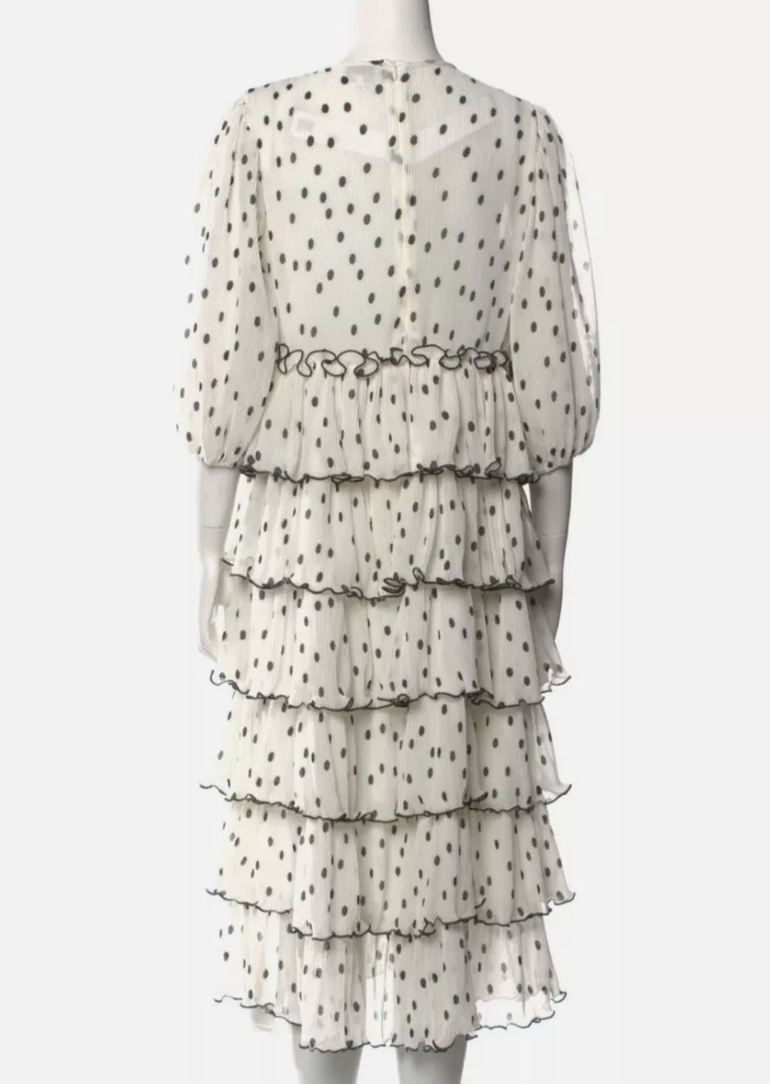 Gianni Valentino GANNI Polka-Dot Lowell Tiered Ruffle Midi Dress Size M / US 6-8 / IT 42-44 - 2 Thumbnail