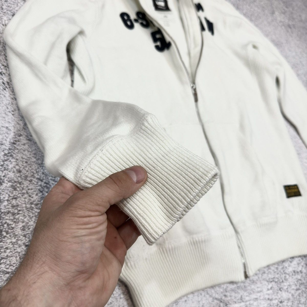 Designer × G-Star G-Star Mens White Robert Vest Knit l/s zip sweater S size Size US S / EU 44-46 / 1 - 7 Thumbnail