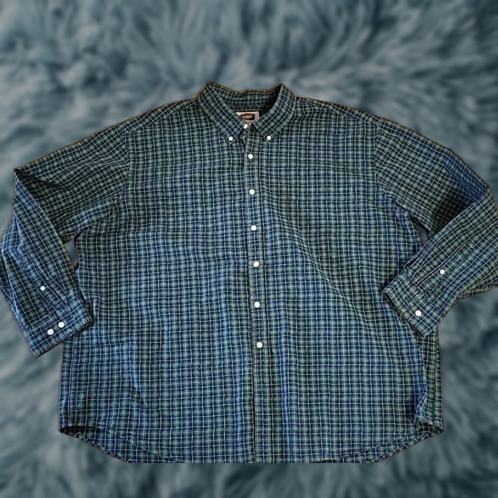 Vintage VINTAGE Foundry Shirt 3XL 58" Chest Button-Down Cotton Tartan Plaid Long Sleeve brown/green blue classic work preppy Mens Size US XXL / EU 58 / 5 - 1 Thumbnail