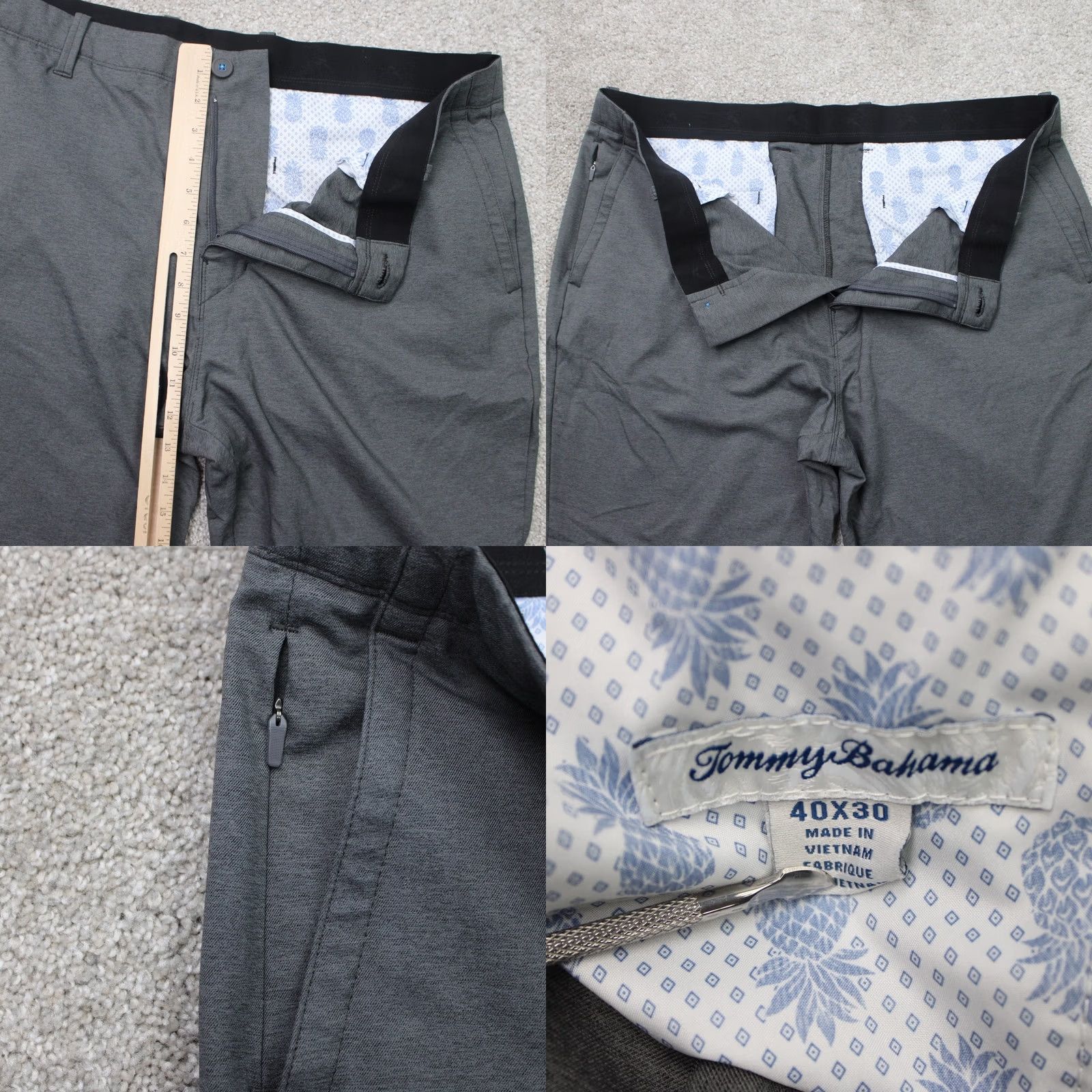 Tommy Bahama Tommy Bahama Pants Mens 40x30 Gray Flat Front Zip Pocket Polyester Straight Leg Casual Pants Size US 40 / EU 56 - 8 Thumbnail