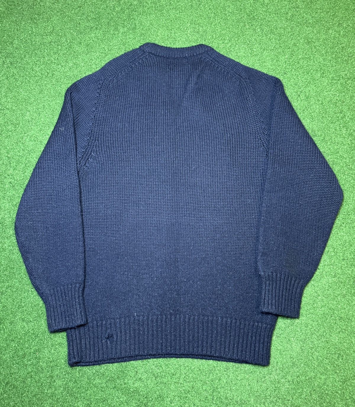 Vintage × Woolrich Woolen Mills Vtg 90s Woolrich Wool Large Slim Fit Navy Pullover Sweater Size US L / EU 52-54 / 3 - 3 Thumbnail