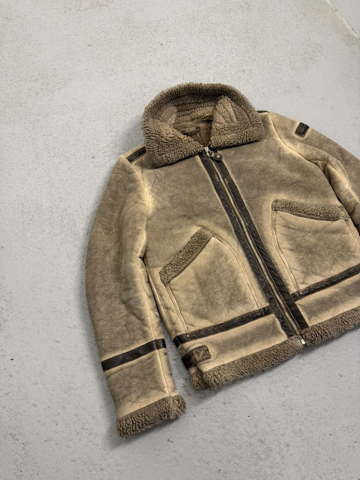 Diesel Vinatge 00s Diesel Lambskin Sherpa Long Neck Jacket Size L / US 10 / IT 46 - 3 Thumbnail