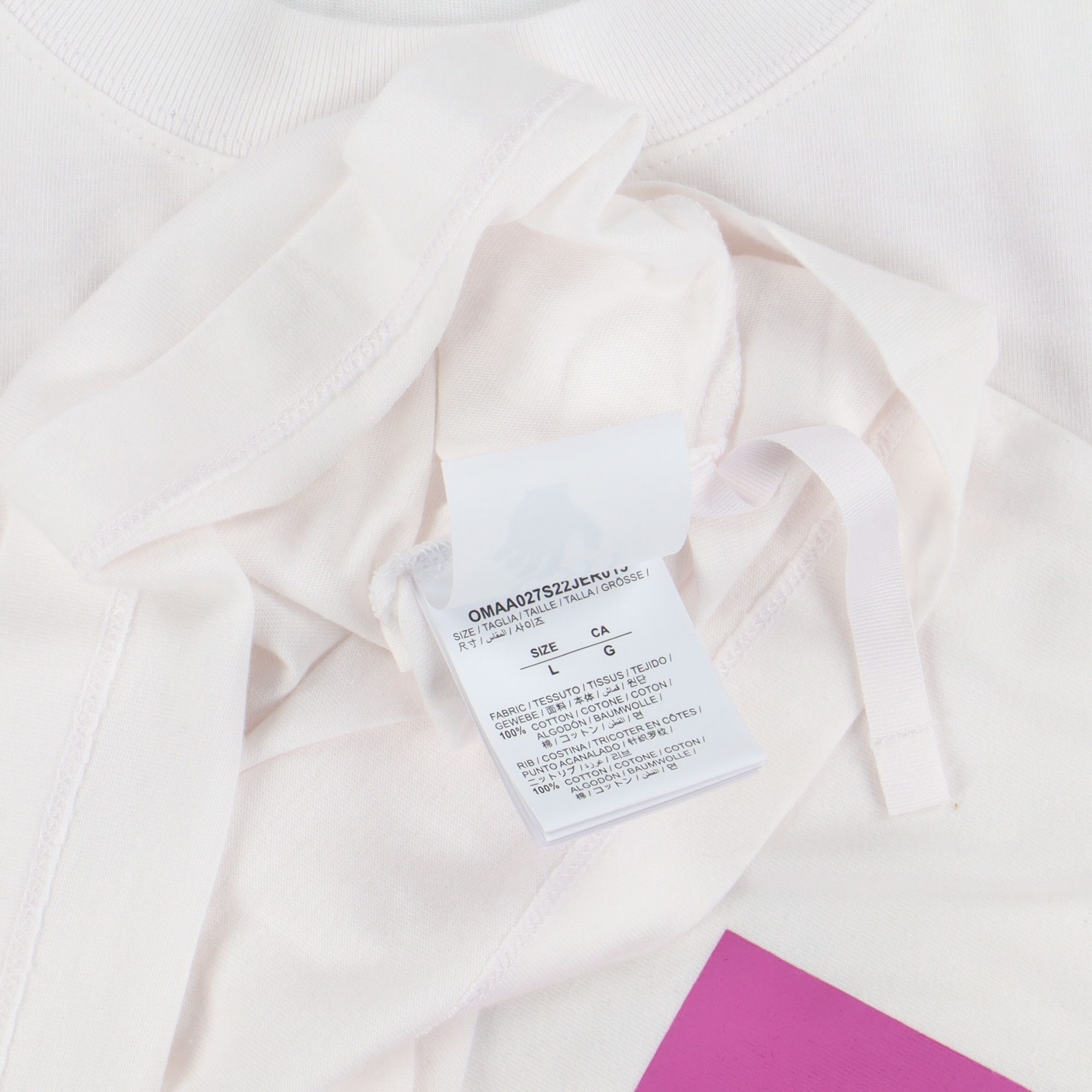 Off-White White and Fuchsia 90's DJ Arrows T-Shirt Size US L / EU 52-54 / 3 - 8 Thumbnail
