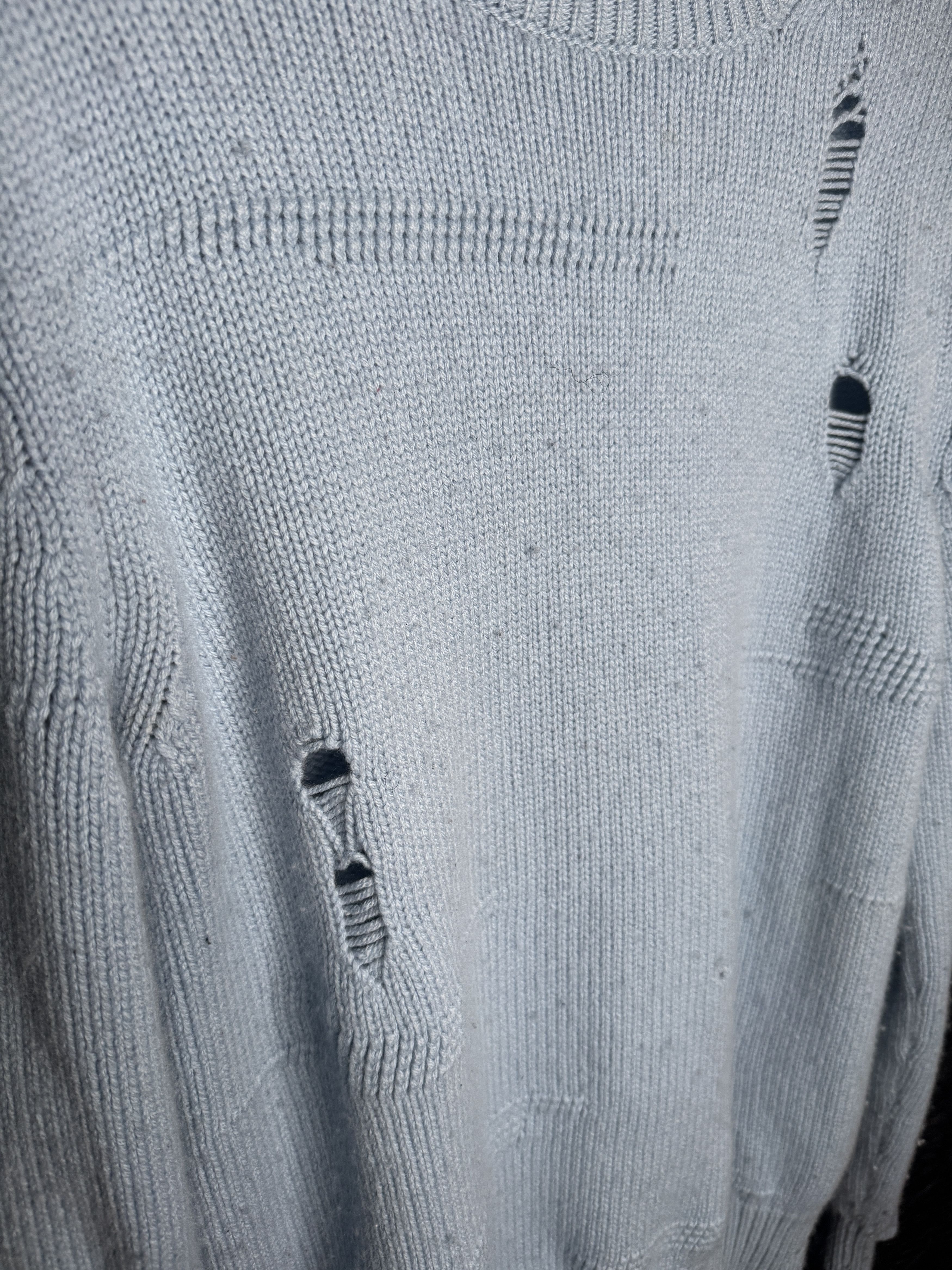 Helmut Lang Helmut Lang Blue Wool Distressed Sweater Size S / US 4 / IT 40 - 3 Thumbnail