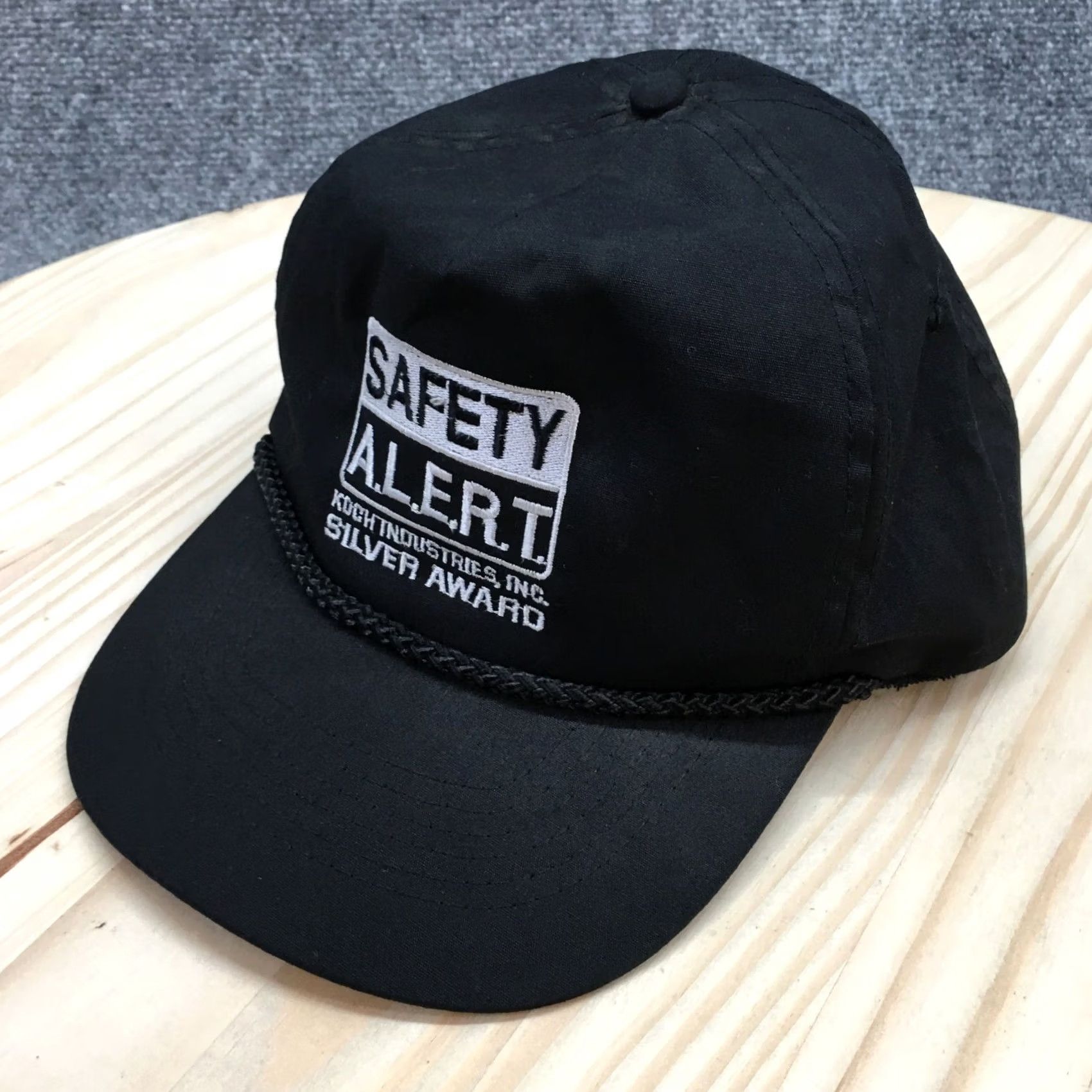 Vintage Safety Alert Koch Industry Cap Hat Men OS Black Adjustable Embroidered Flat Brim Size ONE SIZE - 2 Thumbnail