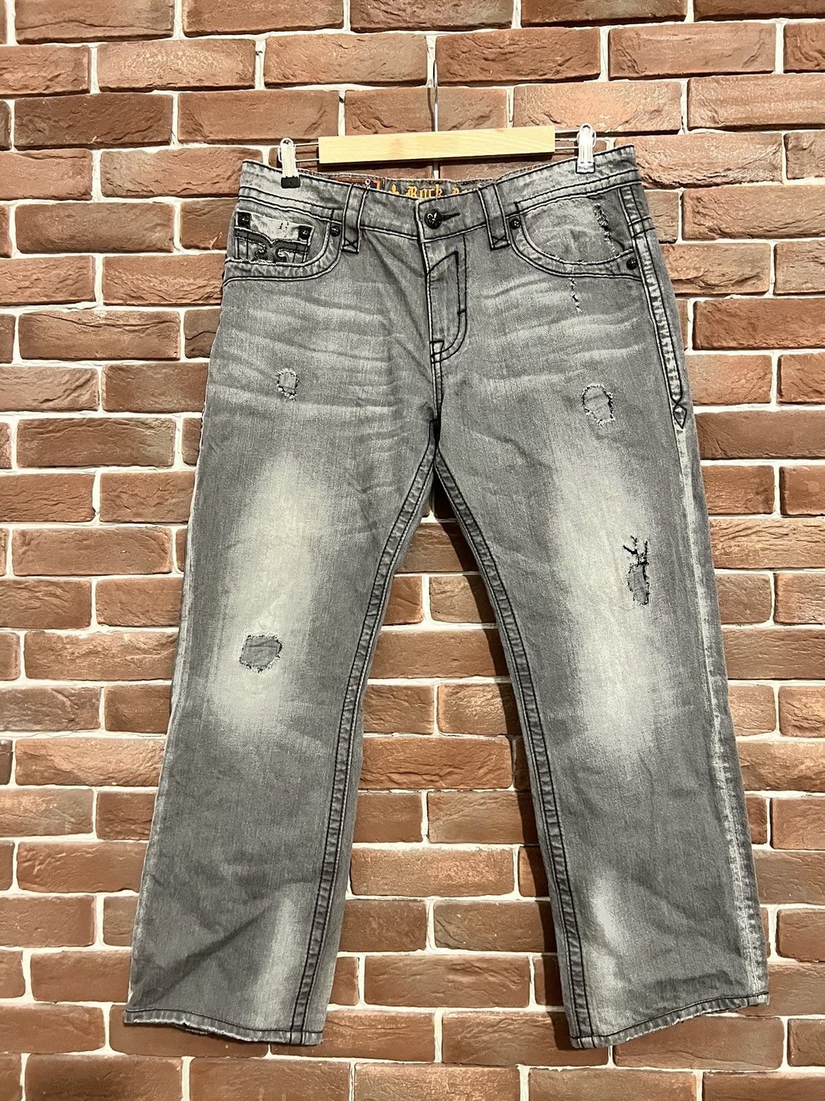Rock Revival Rare Vintage Rock Revival Drip Denim Jeans Pants USA 36 Size US 36 / EU 52 - 2 Thumbnail