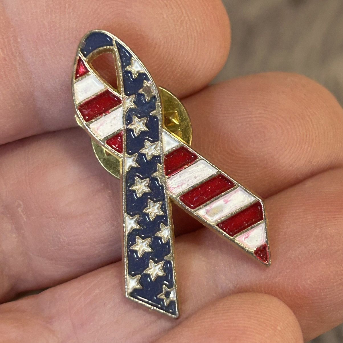 Vintage Lot of three tie tac pins patriotic American flag ribbon Size ONE SIZE - 4 Thumbnail