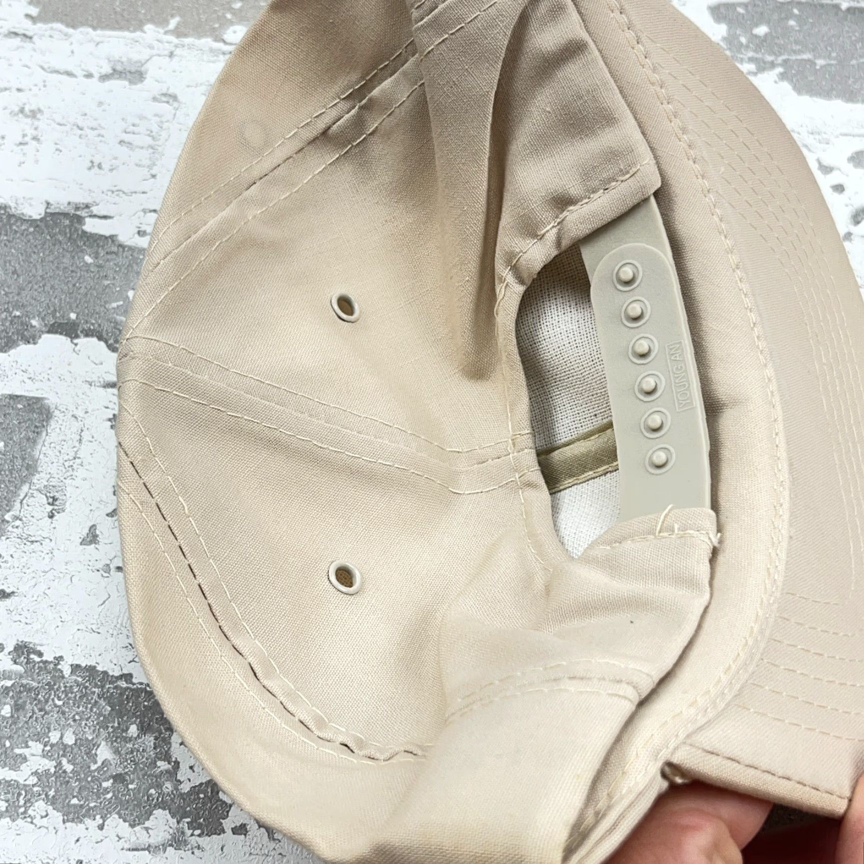 Roper Vintage Headliner Caps Trucker Hat Cap Snap Back 80s USA Patch Rope Wellston Ohio Adjustable Beige Cotton Polyester Twill Size ONE SIZE - 6 Thumbnail