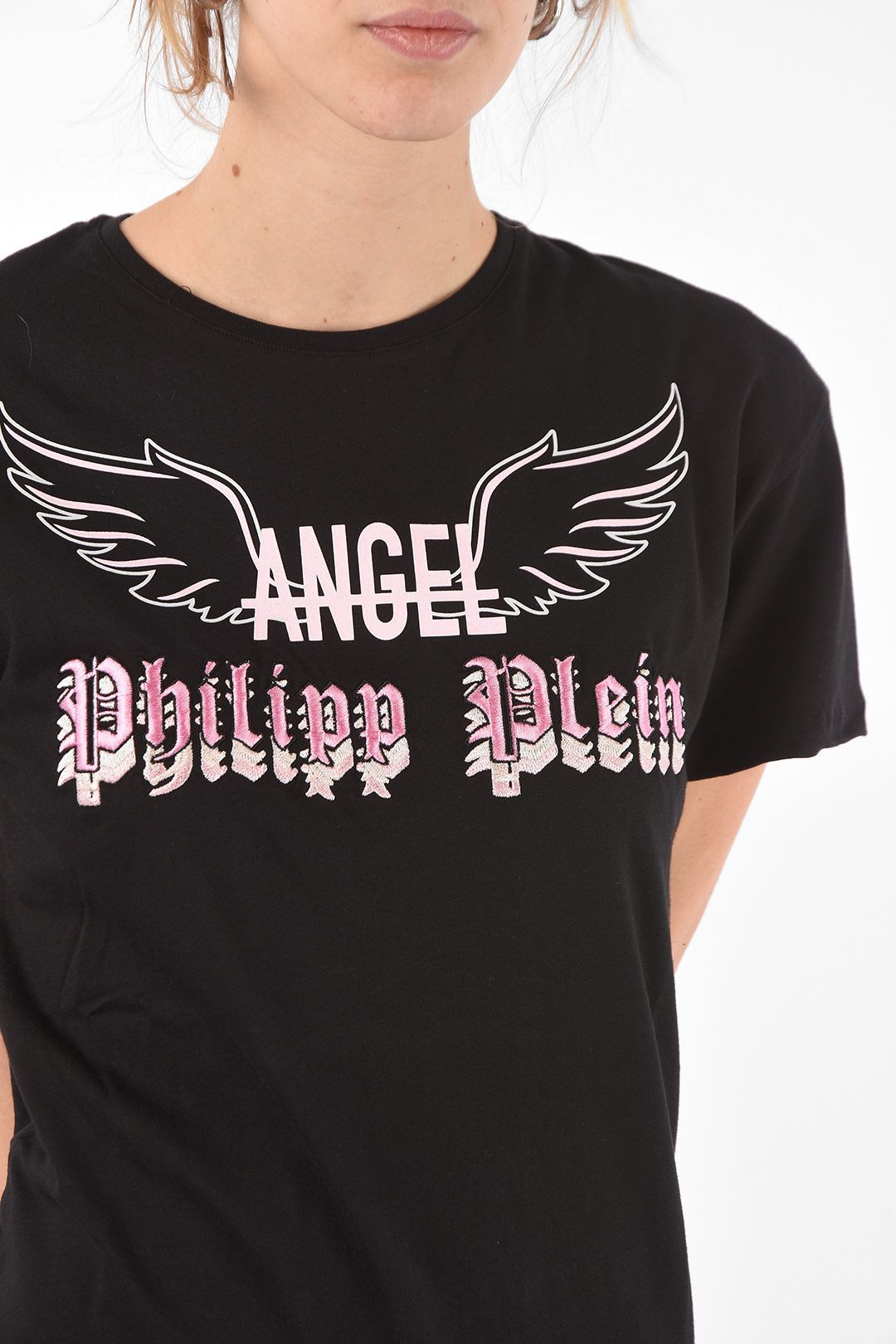 Philipp Plein og1mm0824 Printed Embroidered Mini Tee Dress in Black Size M / US 6-8 / IT 42-44 - 3 Thumbnail