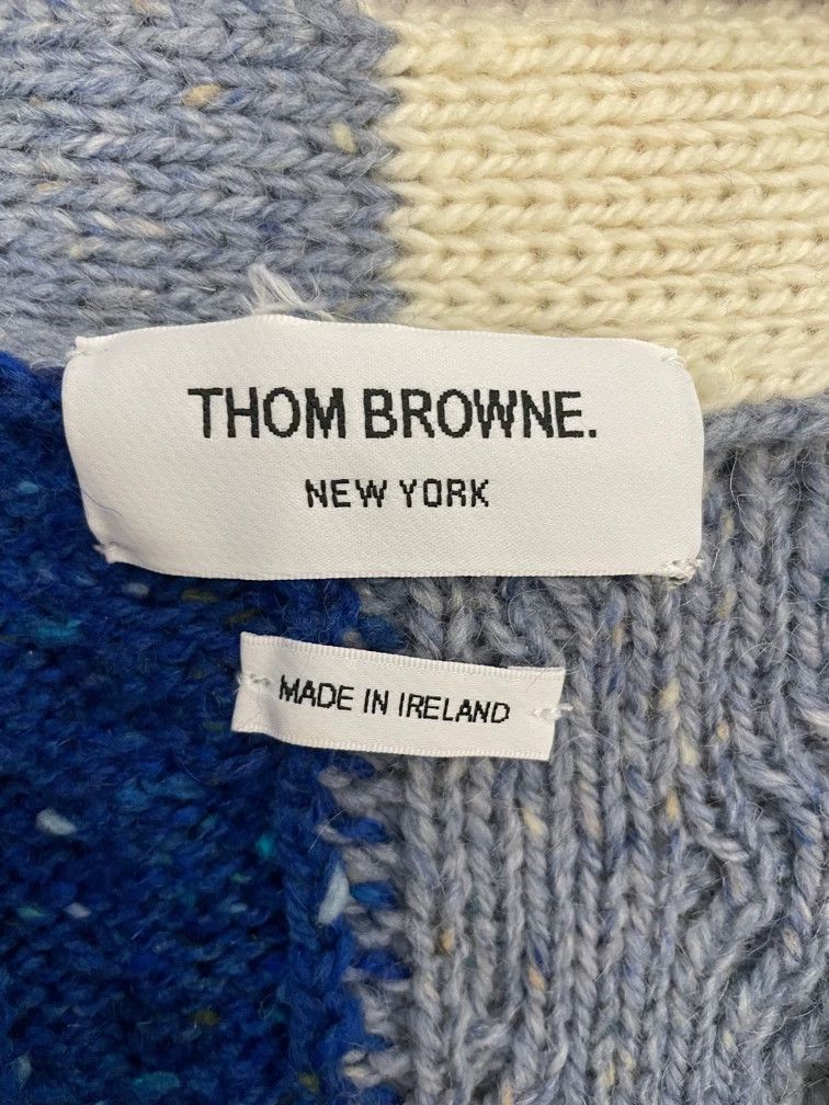 Thom Browne Thom browne Blue color block four-striped wool cardigan jac Size US M / EU 48-50 / 2 - 5 Thumbnail
