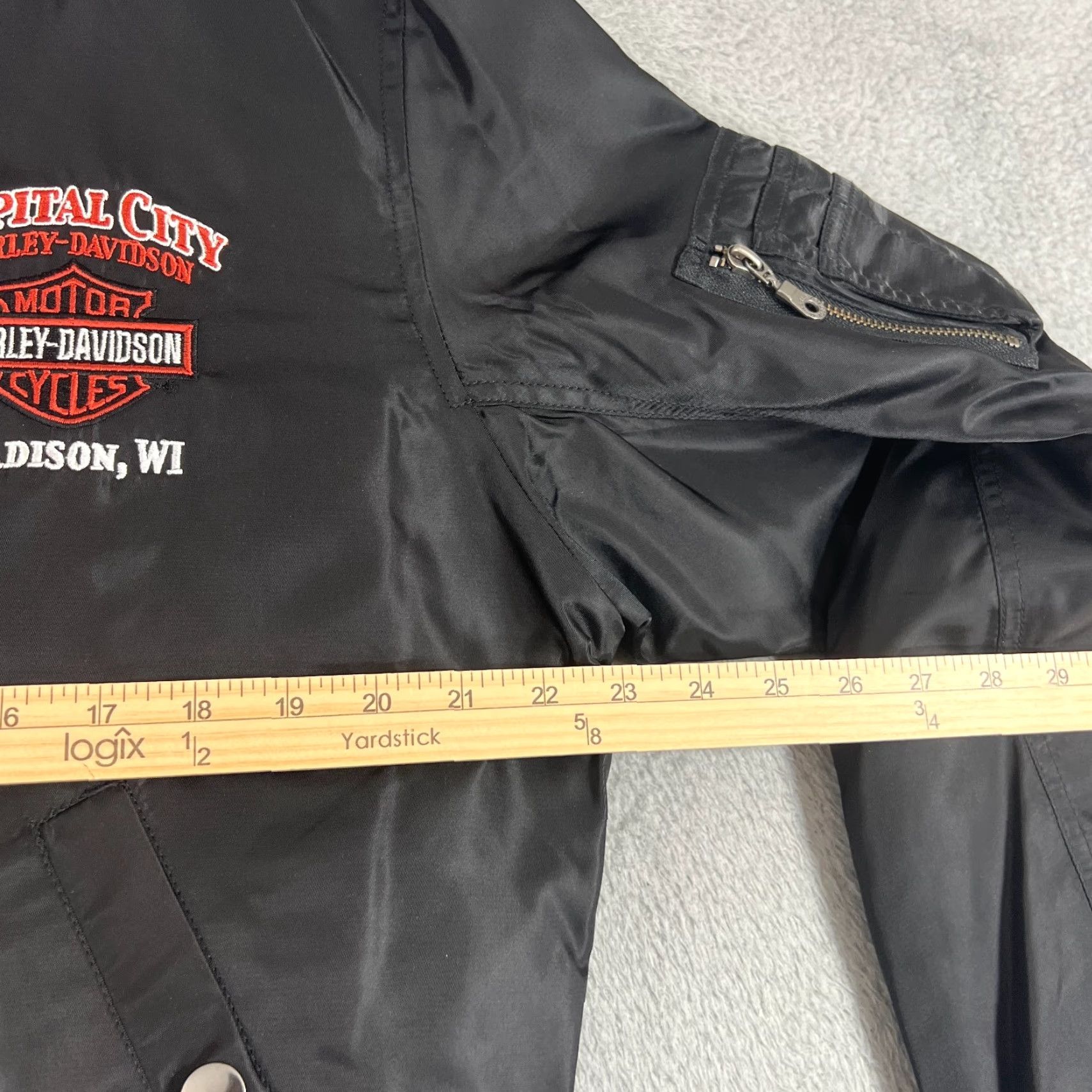Harley Davidson VTG Harley-Davidson Jacket Windbreaker Medium M Black Nylon Lined Zip Snap Logo Embroidered Biker Fashion Size US M / EU 48-50 / 2 - 7 Thumbnail