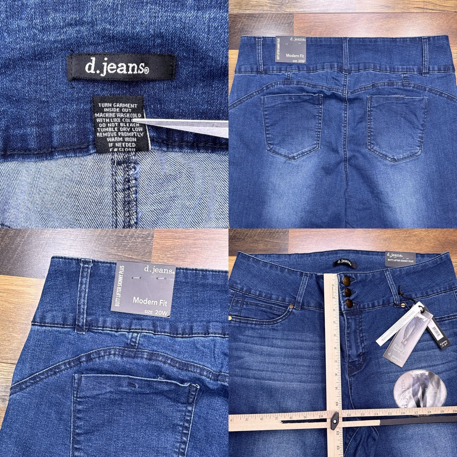 Vintage D Jeans Butt Lifter Skinny Plus Jeans 20W Dark Elise Modern Fit High Rise New Mens Womens Girls Boys Size 42" / US 20 - 8 Thumbnail