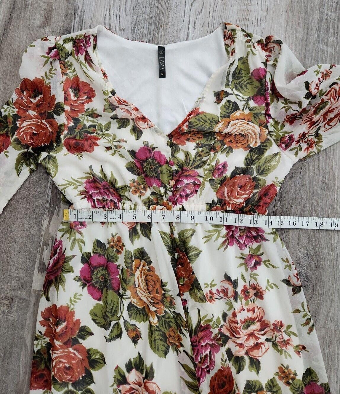 TED LAPIDUS Lapis Dress Size Medium V Neck White Long Floral Anthro Size M / US 6-8 / IT 42-44 - 8 Thumbnail