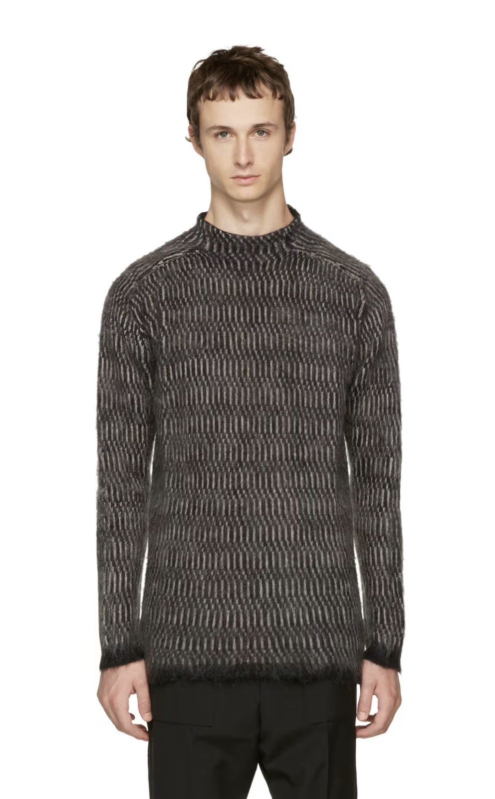 image of Rick Owens Fw17 Glitter Mohair Sweater in Black, Men's (Size Medium)