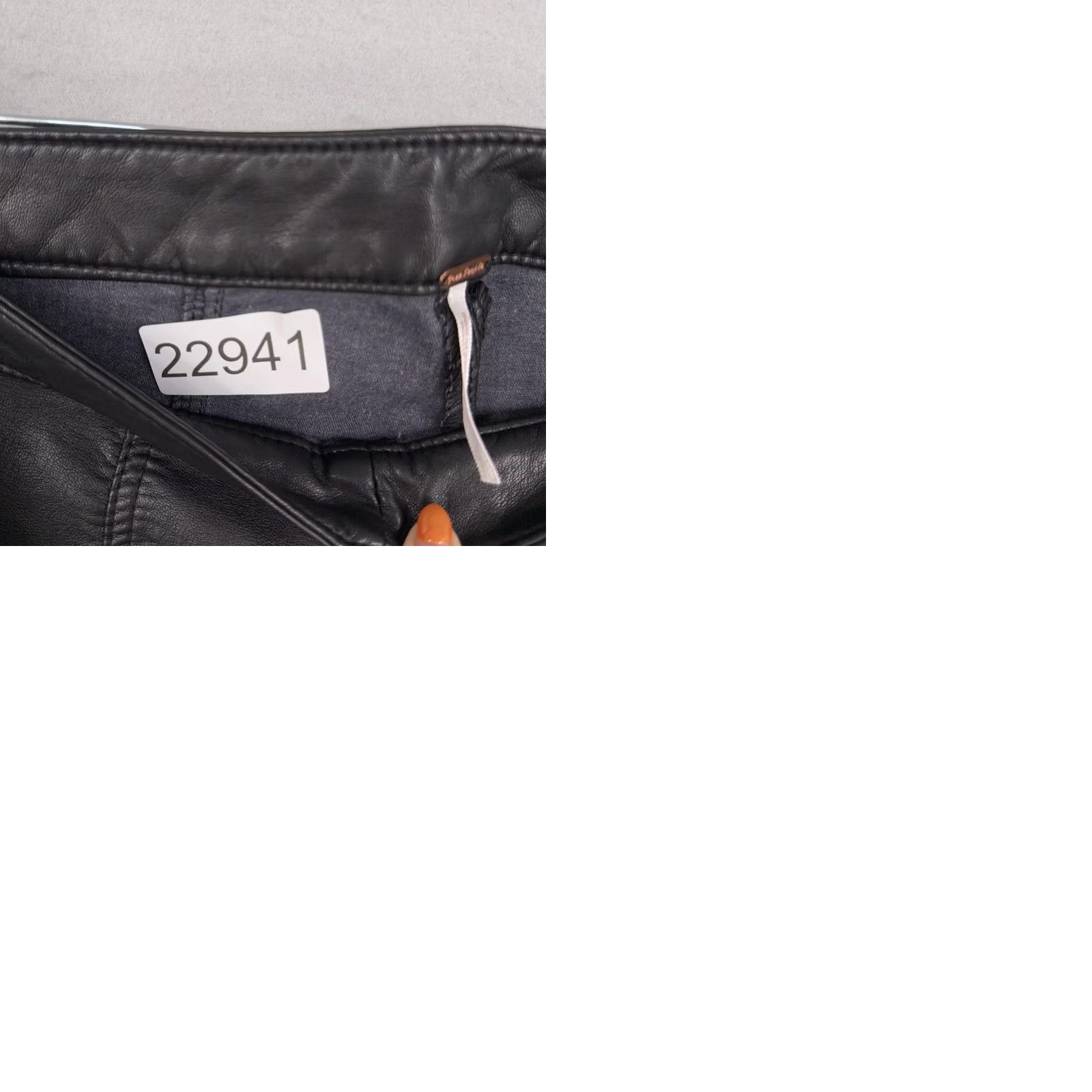 Free People Free People Pants Womens 4 Black Faux Leather Moto Biker Skinny Zip Hem Stretch Size 27" / US 4 / IT 40 - 10 Thumbnail