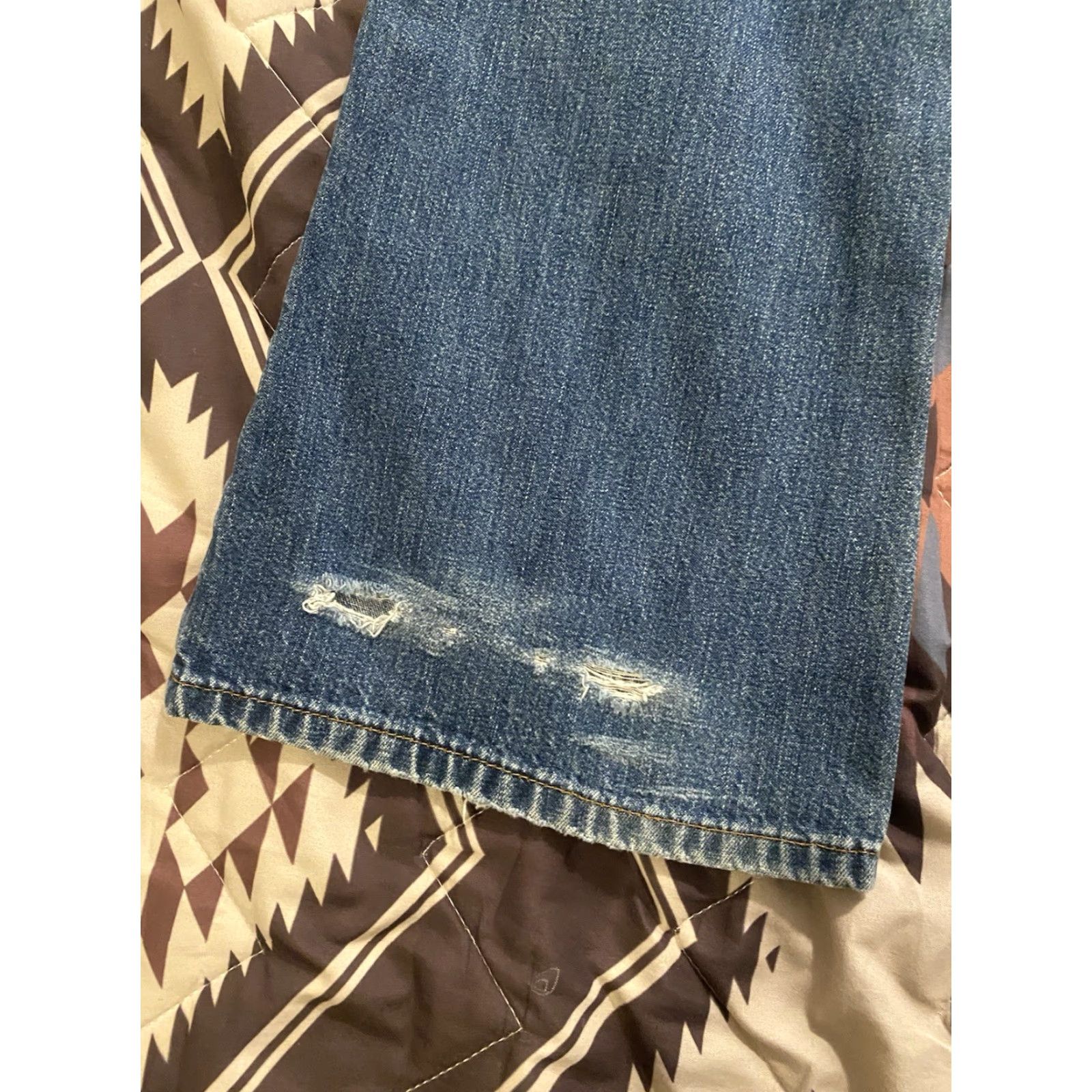 Abercrombie & Fitch VINTAGE Abercrombie & Fitch Women’s Button Fly Flare Leg Jeans Size 12R 31x32 Blue Denim Cotton Stretch Size 34" / US 12 / IT 48 - 3 Thumbnail
