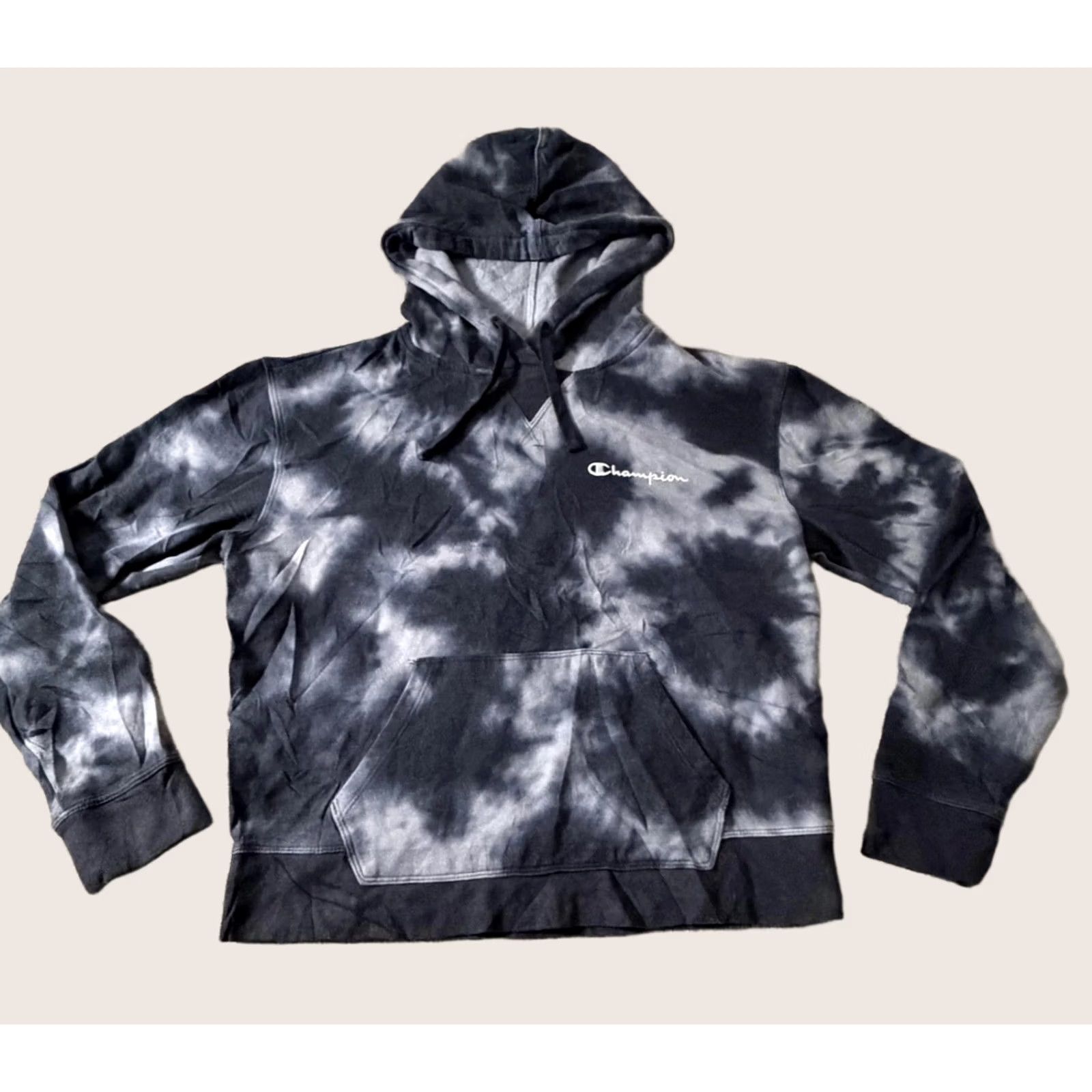 Champion Champion Hoodie Mens Medium Black Tie Dye Fleece Pullover Logo Sweatshirt Size US M / EU 48-50 / 2 - 1 Thumbnail