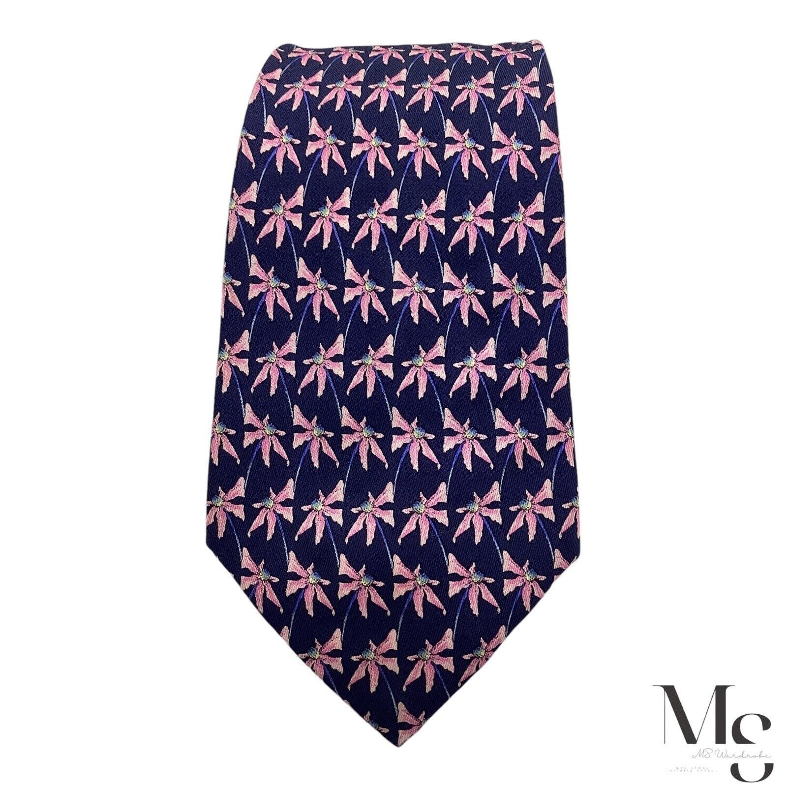 Thomas Pink PINK THOMAS PINK Blue & Pink Floral Silk Tie Made In England Size ONE SIZE - 3 Thumbnail