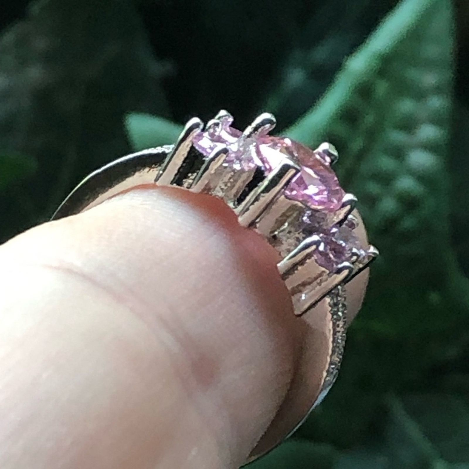 Jewelry Pink cubic zirconia 925 sterling silver band ring Size ONE SIZE - 7 Thumbnail