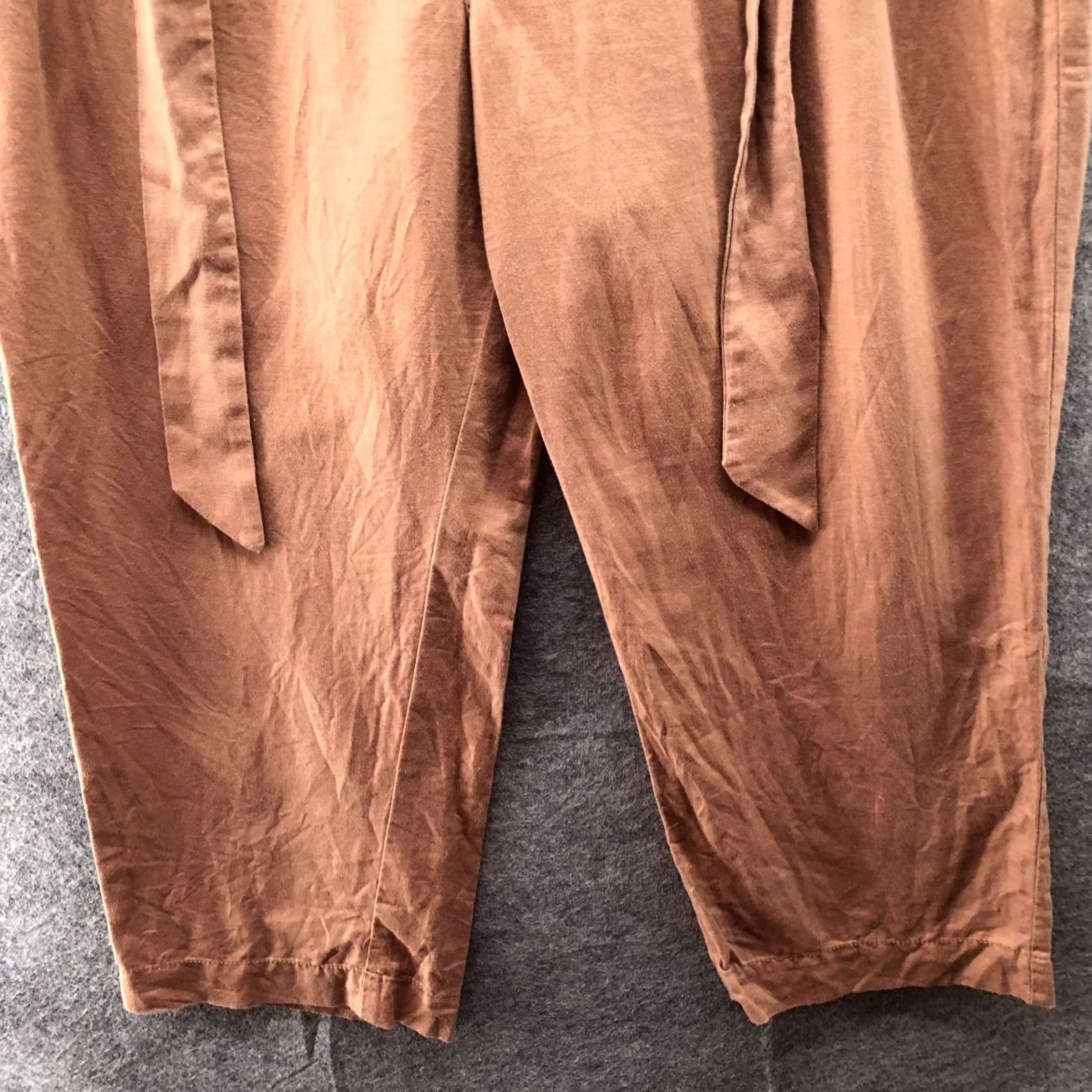 Loft VINTAGE Vogue? Loft Cotton Linen Tie Waist Pants Womens 12P Tan Brown Pleated Front Cropped Size 34" / US 12 / IT 48 - 4 Thumbnail