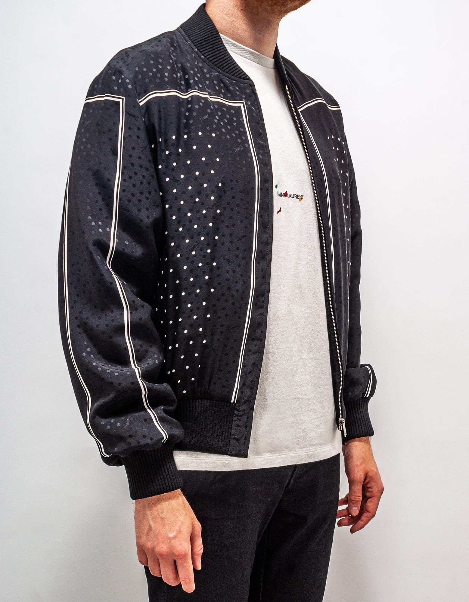 Saint Laurent Paris Saint Laurent Black Dot Print Silk Teddy Jacket SIZE 48 Size US M / EU 48-50 / 2 - 4 Thumbnail