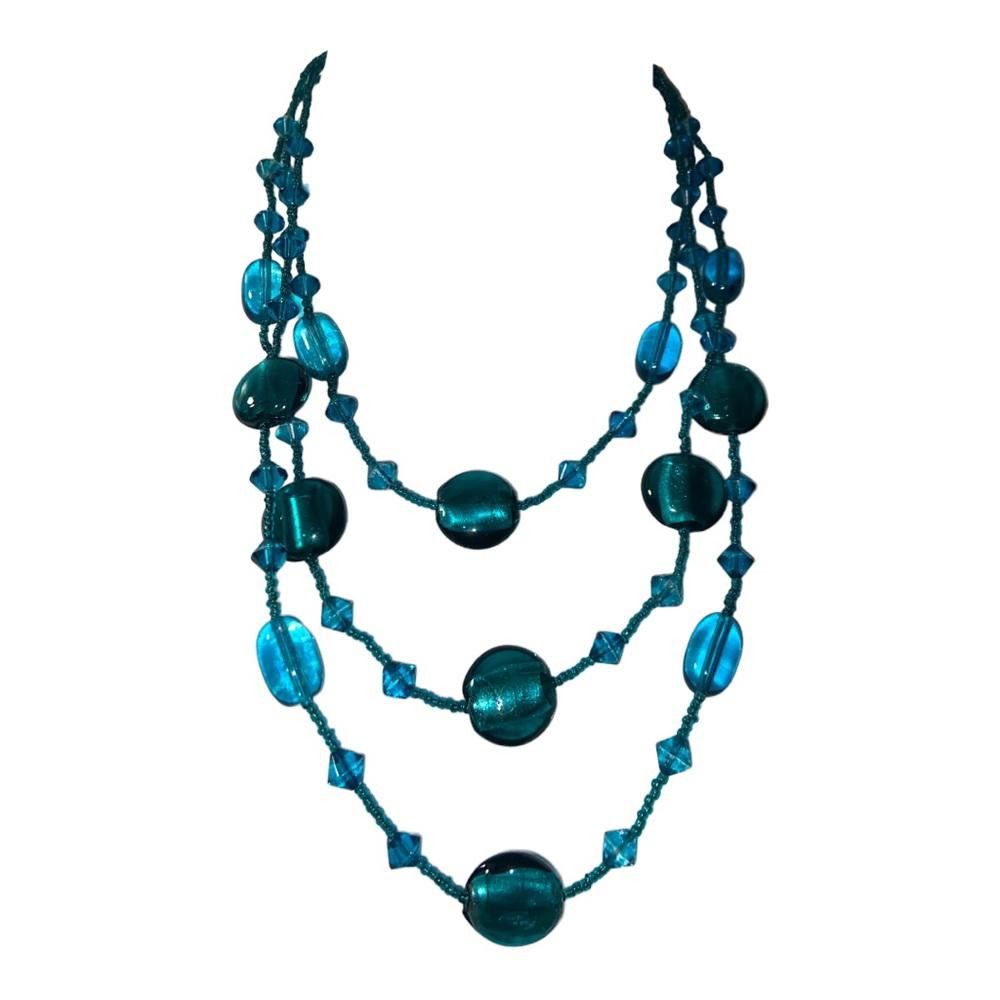 Designer Turquoise Triple Strand Beaded Necklace Size ONE SIZE - 3 Thumbnail