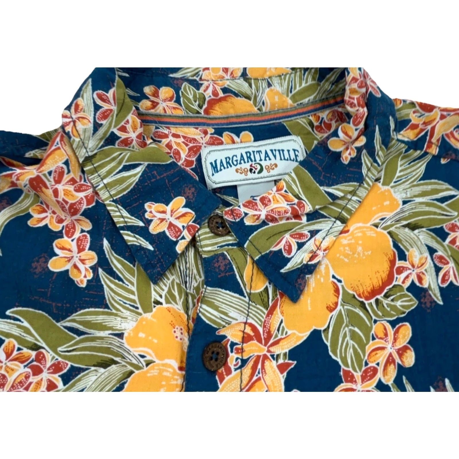 Vintage Margaritaville Shirt Men XL Blue Orange Button Up Hawaiian Jimmy Buffet Rayon Mens Size US XL / EU 56 / 4 - 4 Thumbnail