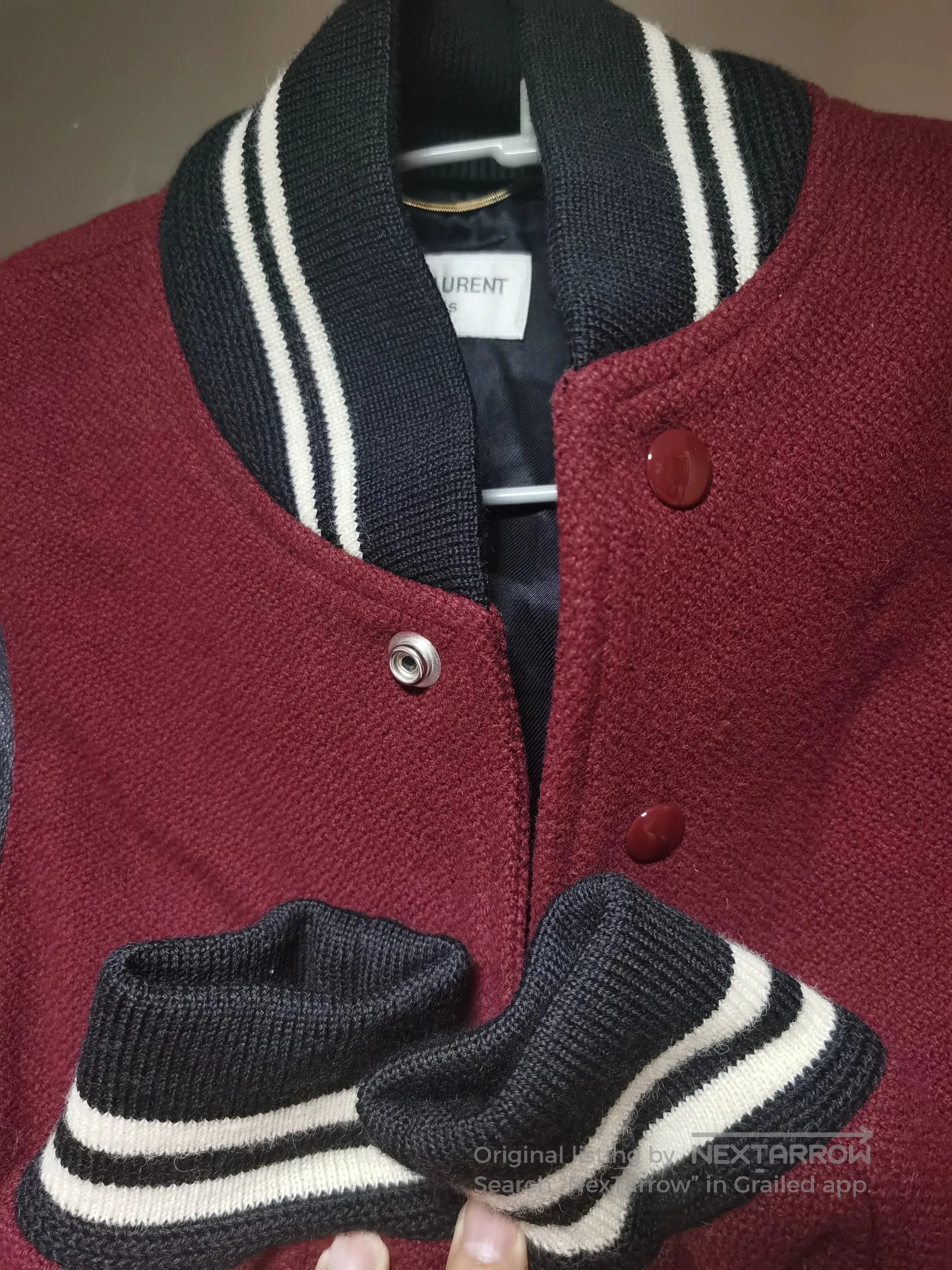 Saint Laurent Paris Saint Laurent Burgundy Baseball Jacket. Size S / US 4 / IT 40 - 6 Thumbnail
