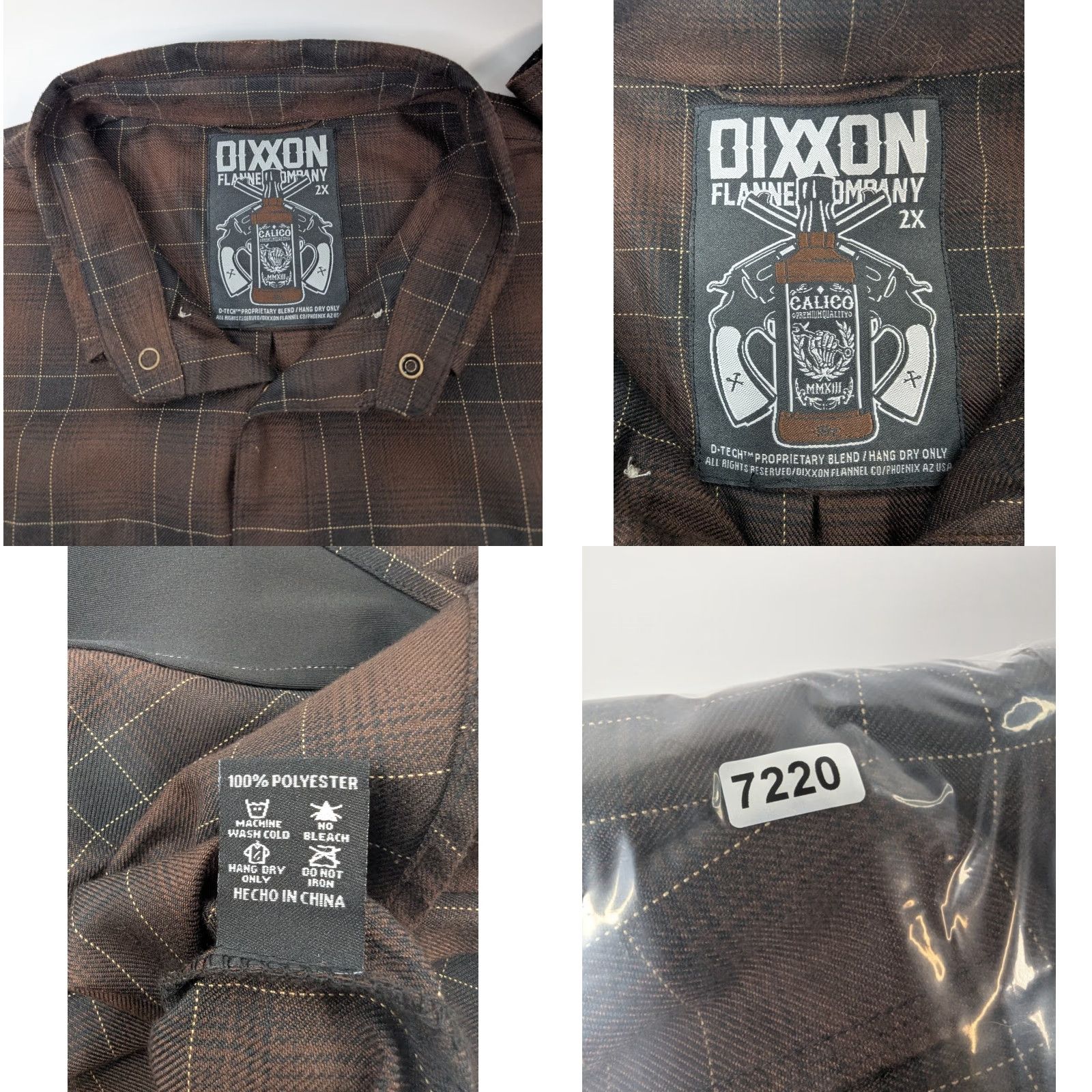 Vintage Dixxon Flannel Shirt Mens 2X Brown Plaid Long Sleeve Pearl Snap Button-Up Casual Vintage No? Size US XXL / EU 58 / 5 - 8 Thumbnail