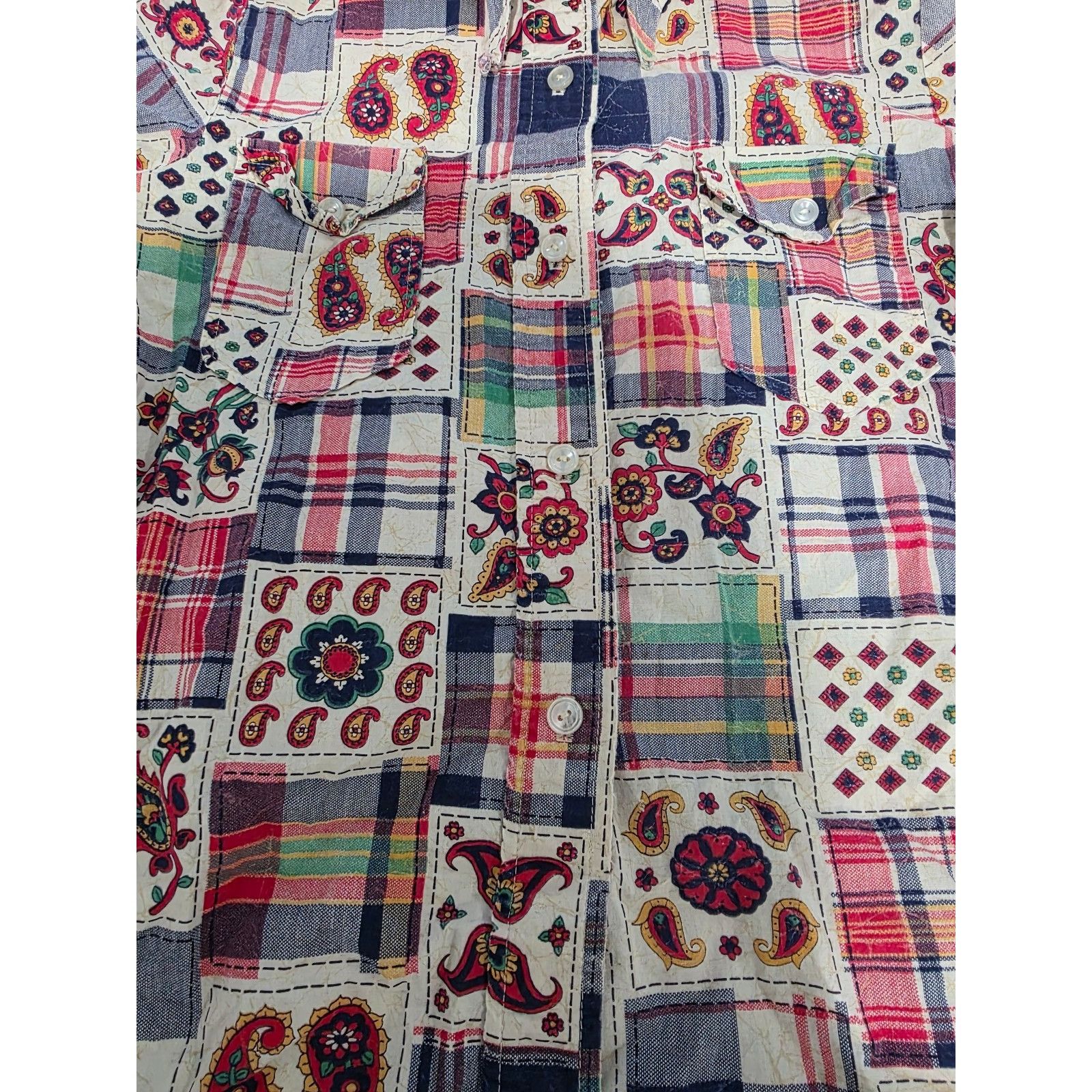 Other Retro Vintage 70's Patchwork Flannel Button Down Alterations Size XS / US 0-2 / IT 36-38 - 3 Thumbnail