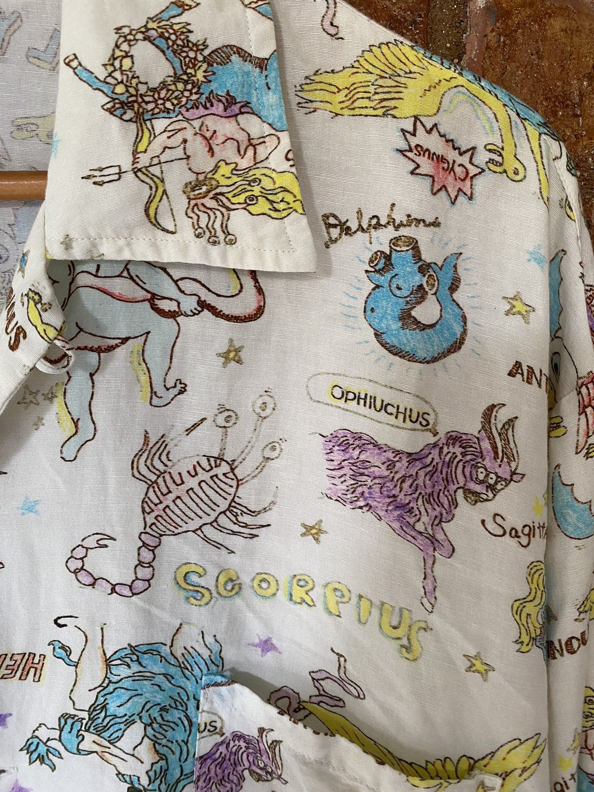 Iroquois Japan 🔥2000s Satanic Zodiac Punk sex Rayon camp collar Size US XL / EU 56 / 4 - 6 Thumbnail