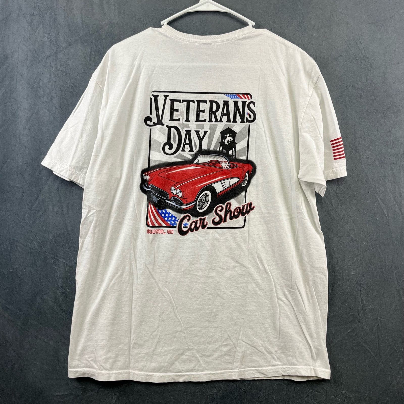 Gildan Clovis Veterans Day Shirt Hot Rod Car Show XL American Flag Size US XL / EU 56 / 4 - 3 Thumbnail