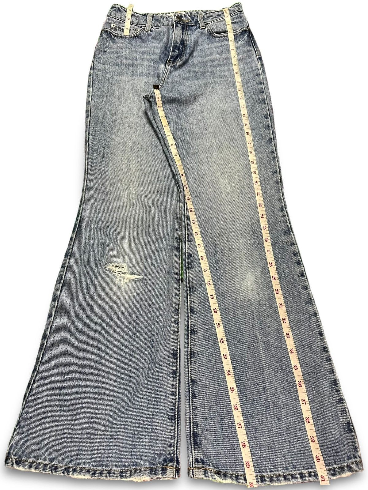 Japanese Brand SALES🔥Vintage Japanese Brand Blue Wash Distress Flare Jeans Size 26" / US 2 / IT 38 - 12 Thumbnail