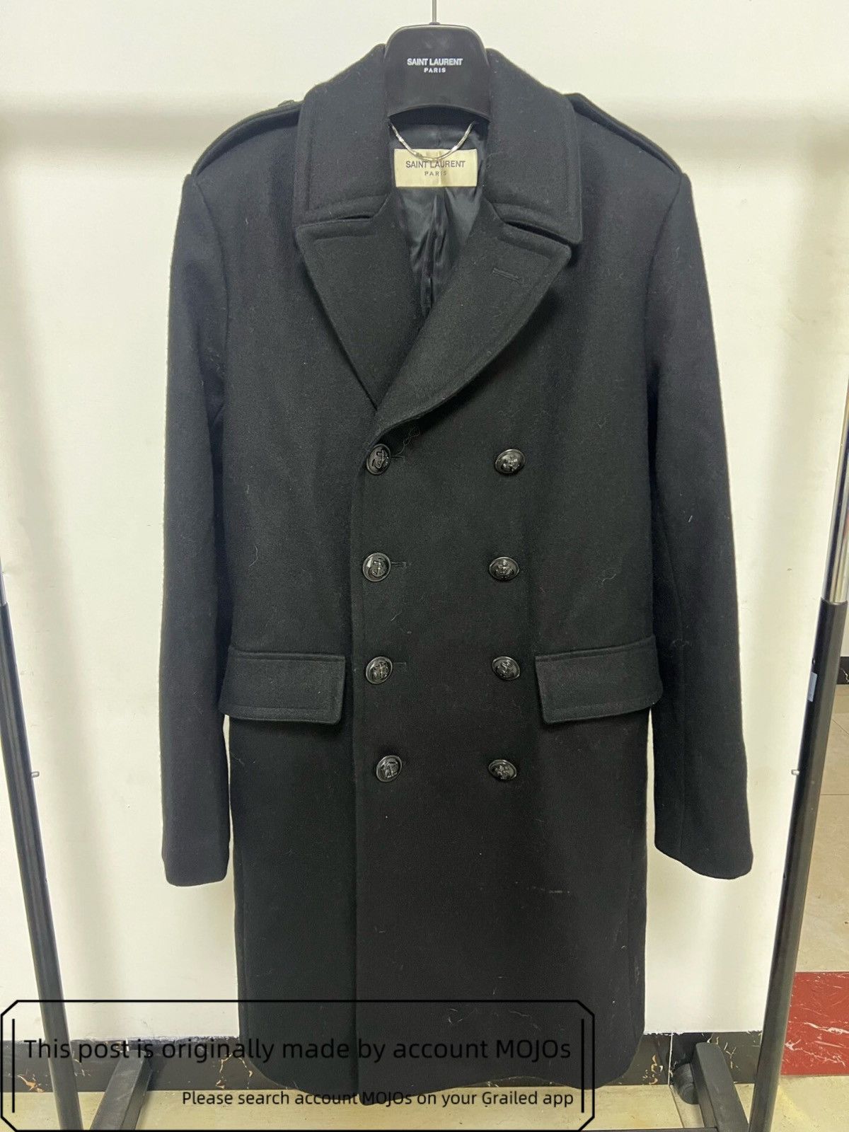 Sz 46 Saint Laurent Paris 14AW Navy Army Coat mojos40