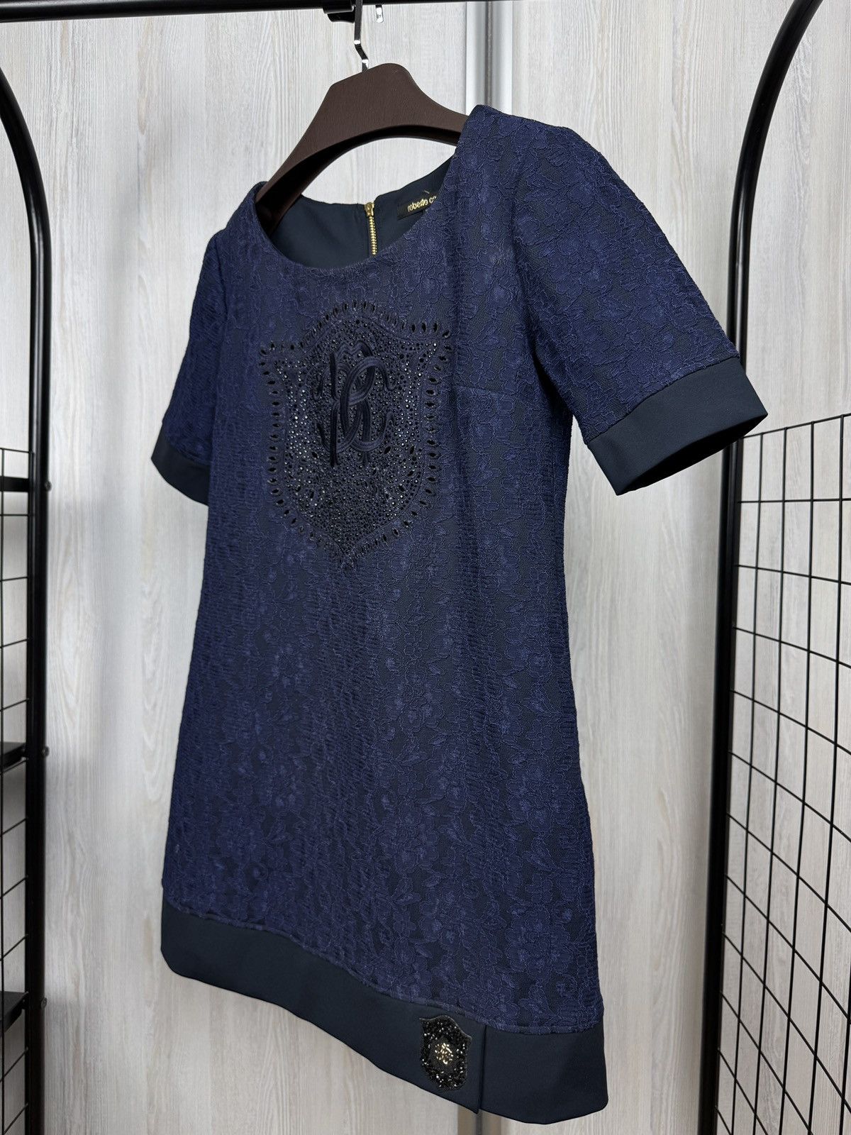 Roberto Cavalli Roberto Cavalli blue lace big logo knee length dress Size M / US 6-8 / IT 42-44 - 6 Thumbnail