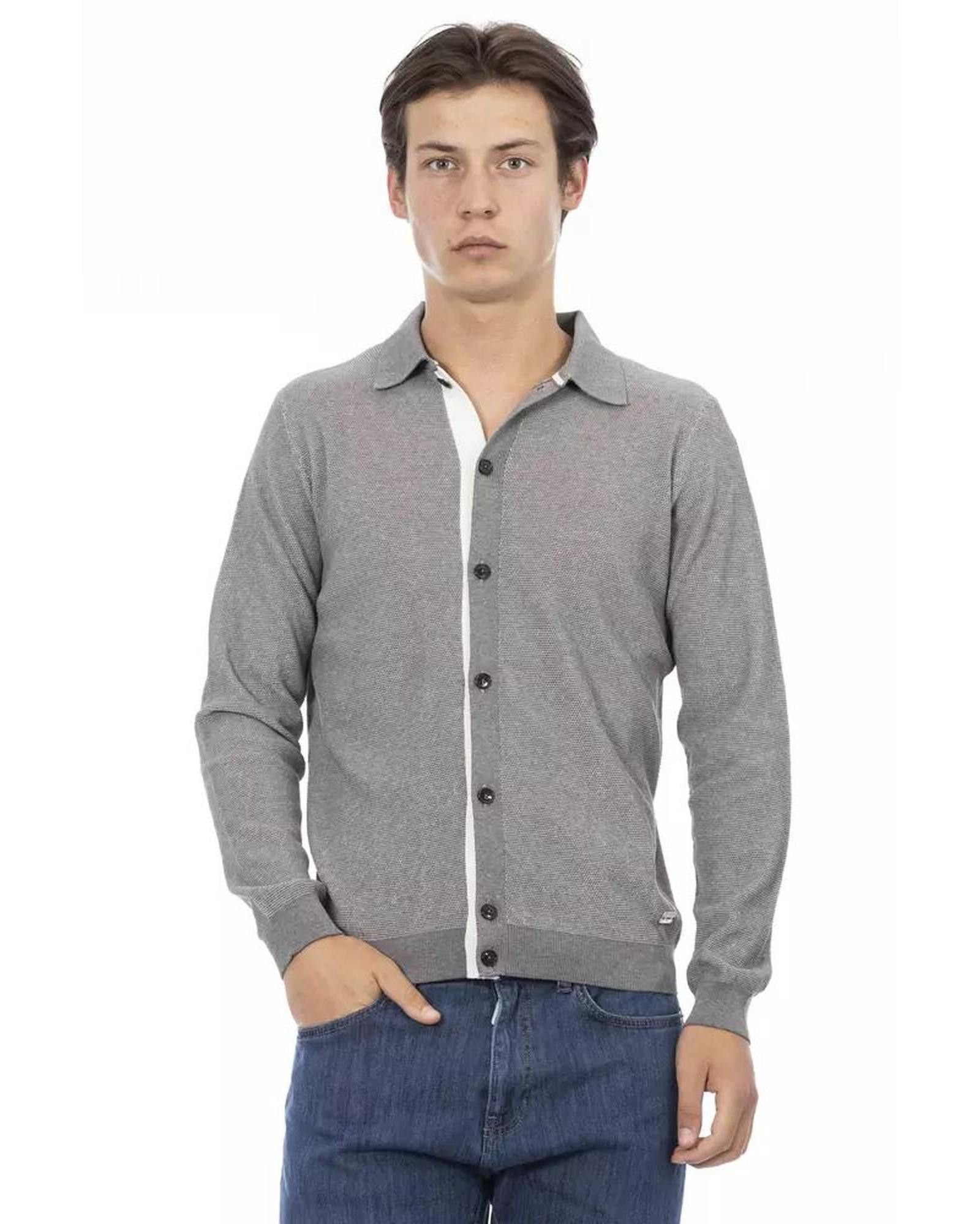 image of Baldinini Classic Cotton Shirt in Grey, Men's (Size 2XL)