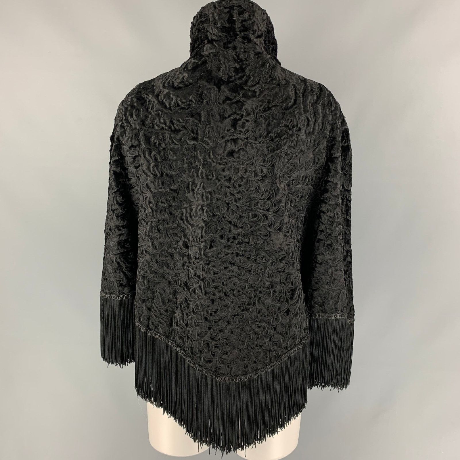 Other ADRIENNE LANDAU x WACHTENHEIM OS Ashtrakhan Fur Fringe Cape Size ONE SIZE - 4 Thumbnail