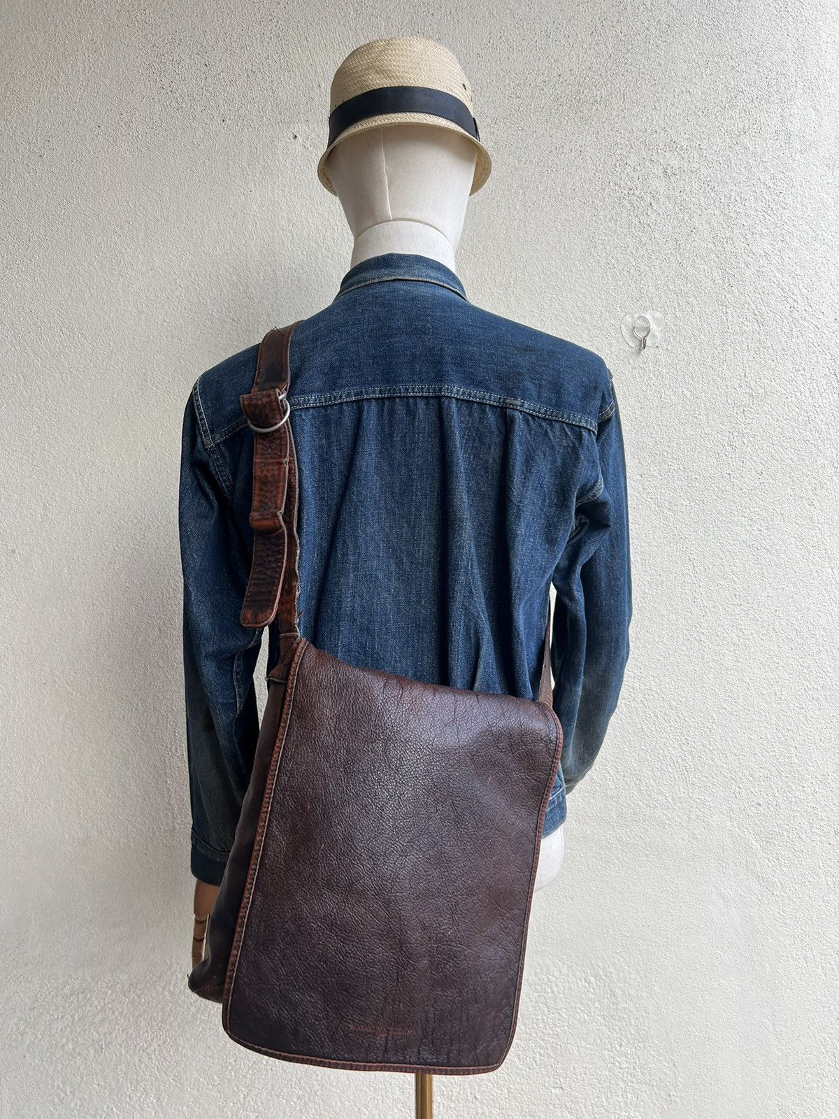 Leather VTG Masaki matsushima Paris Rips Distress Patina Leather Bag Size ONE SIZE - 7 Thumbnail